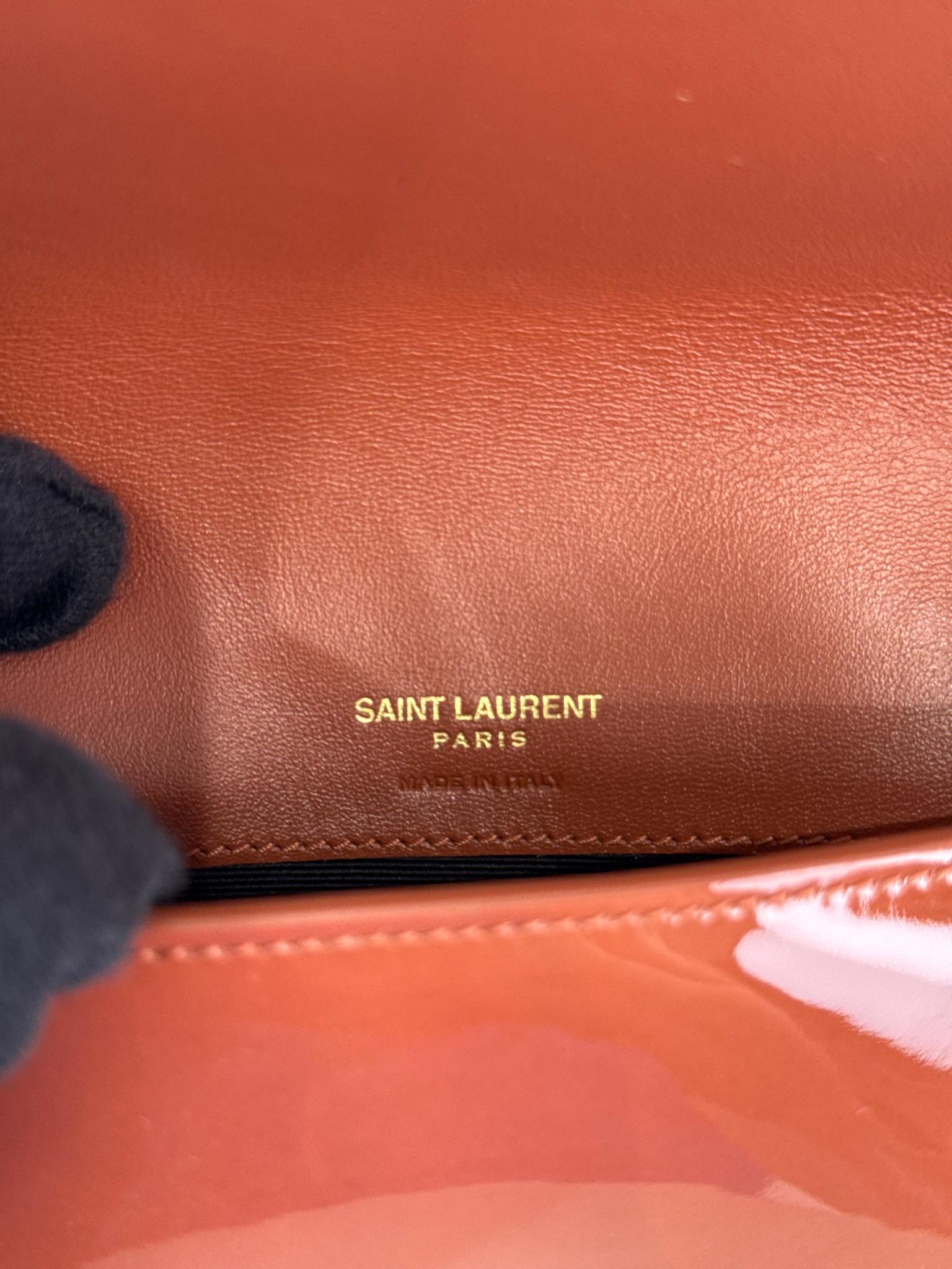 Saint Laurent Vernice Diamond Calfskin Monogram Phone Holder Crossbody Bag