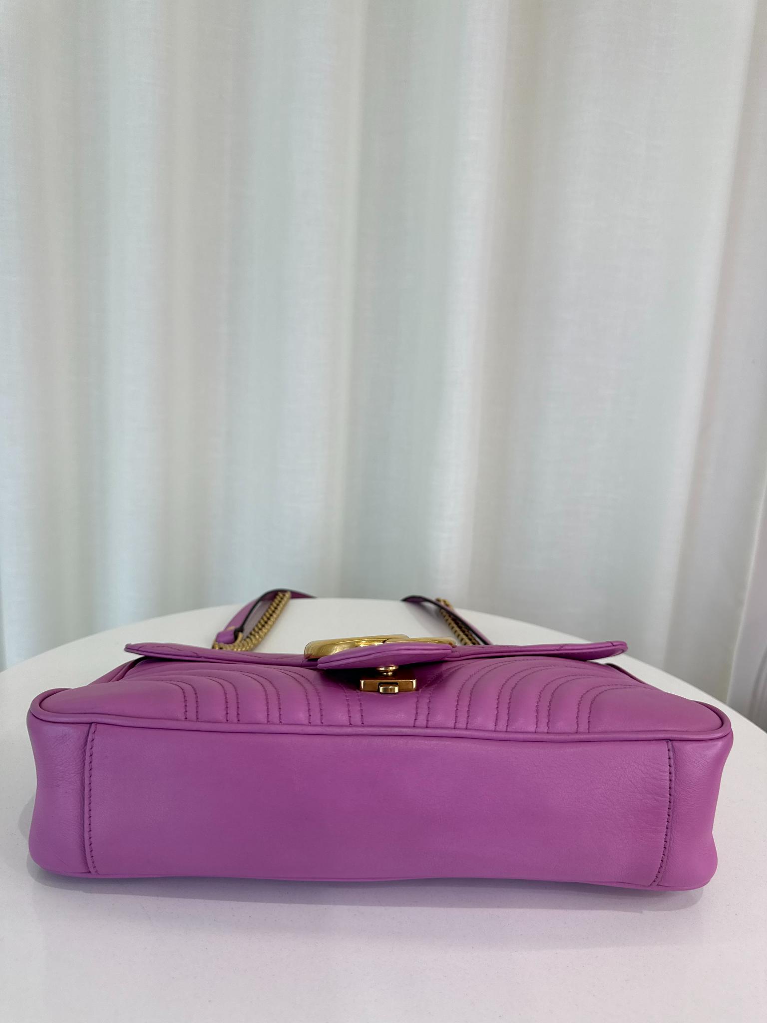 Gucci GG Marmont Purple Calfskin Matelasse Large Shoulder Bag