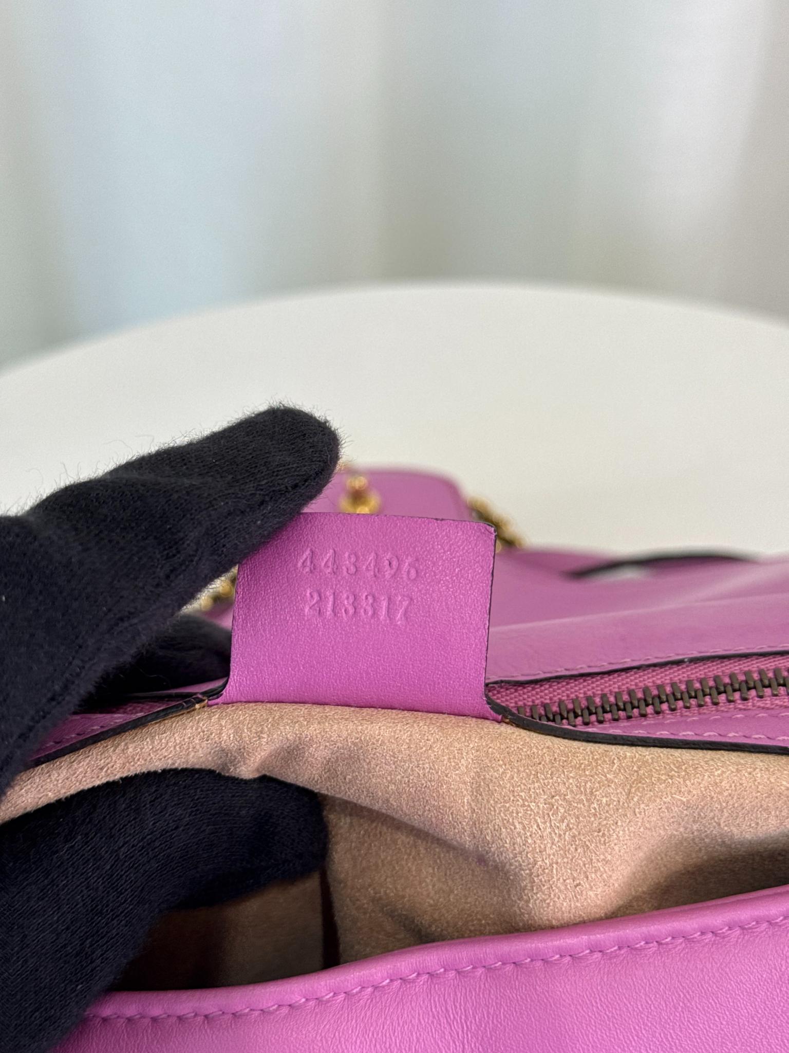 Gucci GG Marmont Purple Calfskin Matelasse Large Shoulder Bag