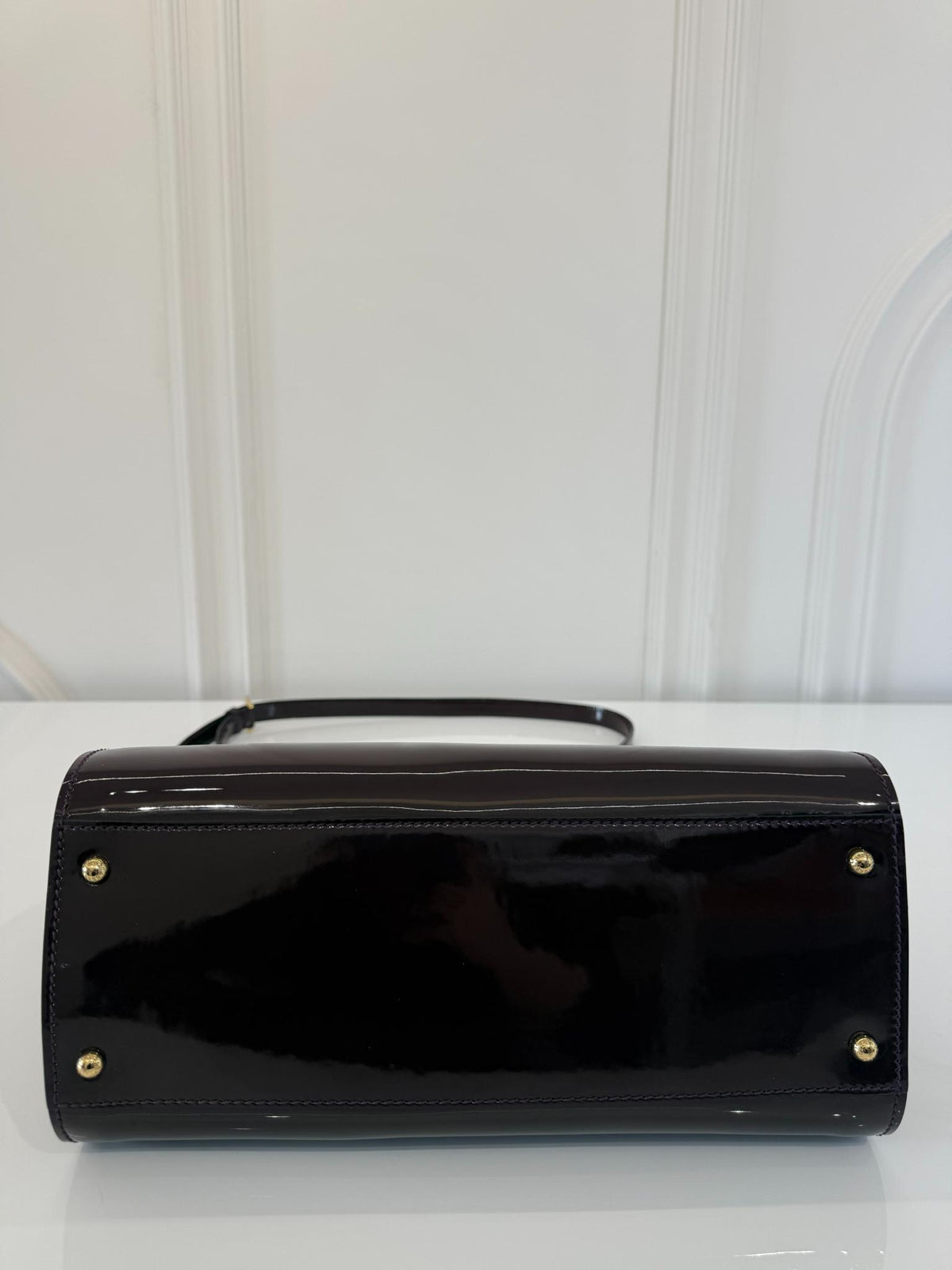 Dolce Gabbana Burgundy Patent Leather Large Miss Sicily Top Handle Bag