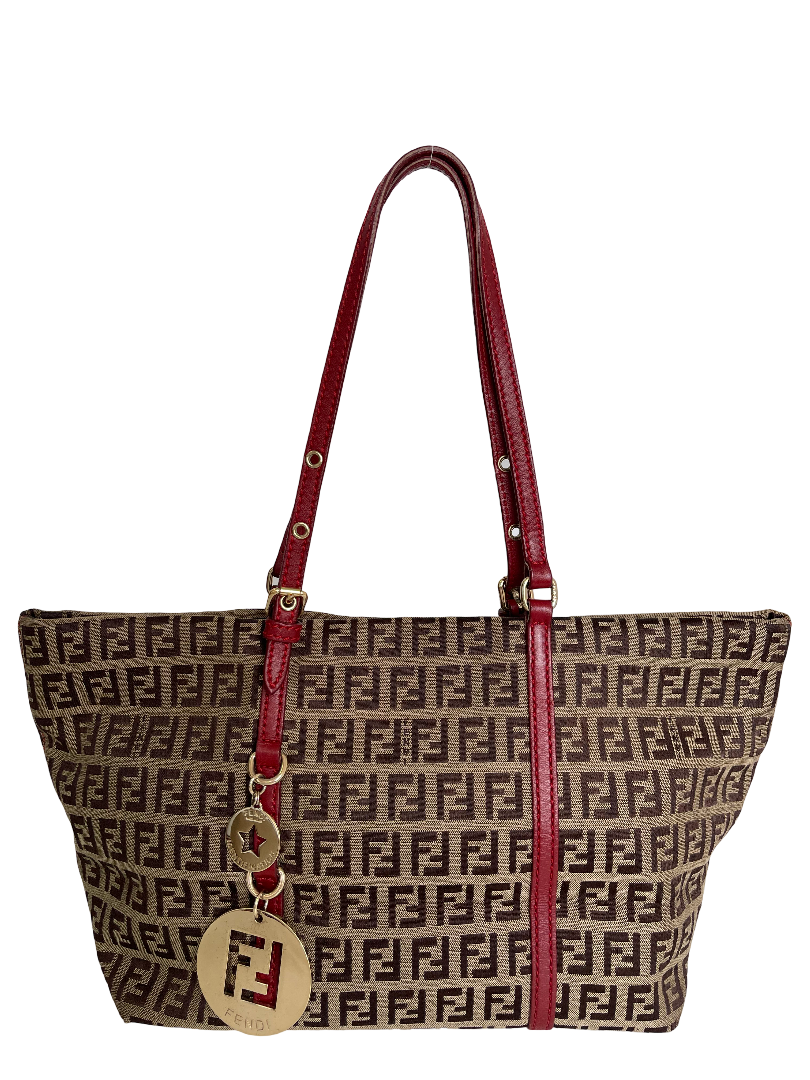 Fendi Tobacco Zucchino Canvas Superstar Medium Shopping Tote