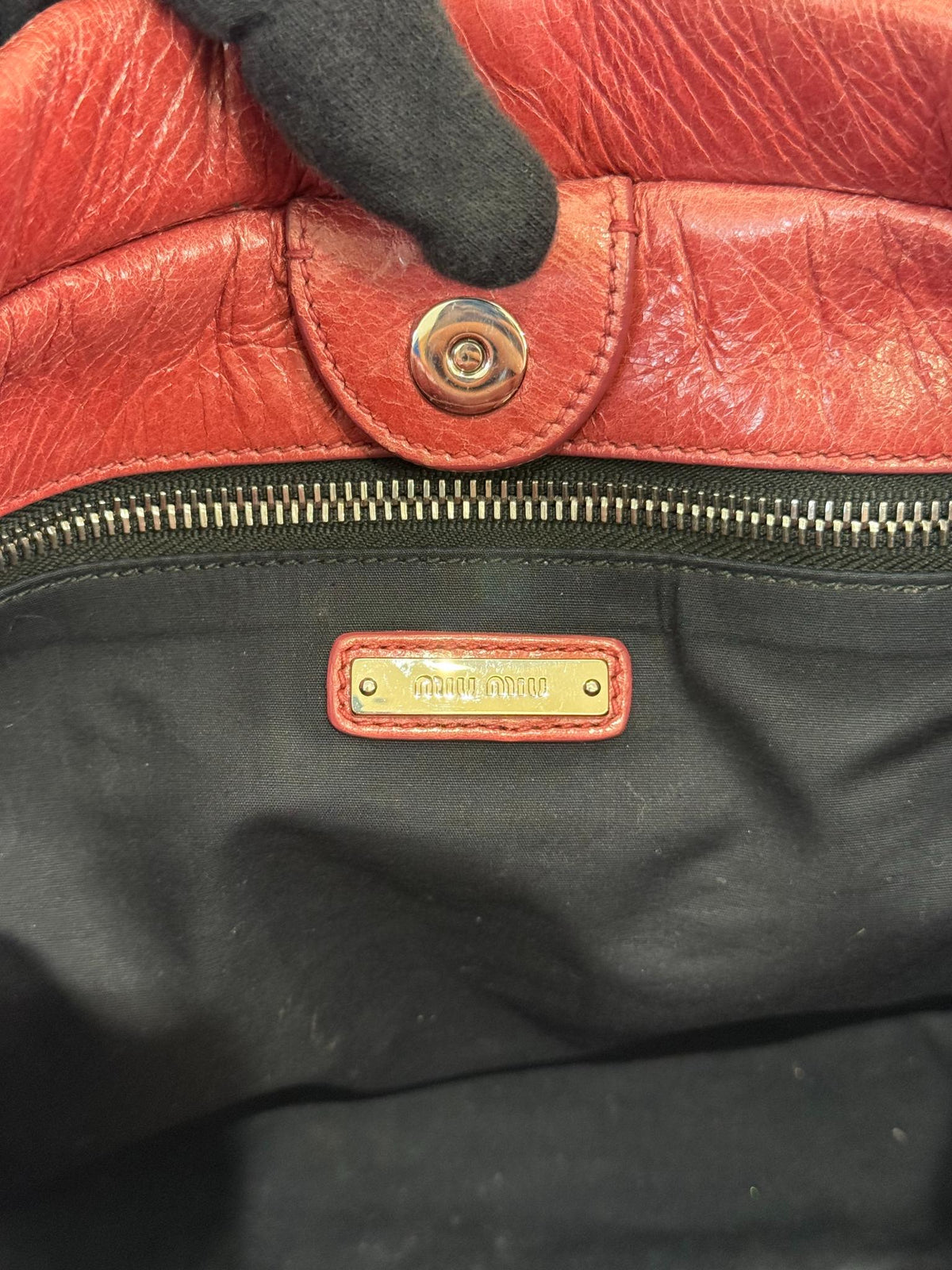 Miu Miu Vitello Lux Gathered Leather Handbag