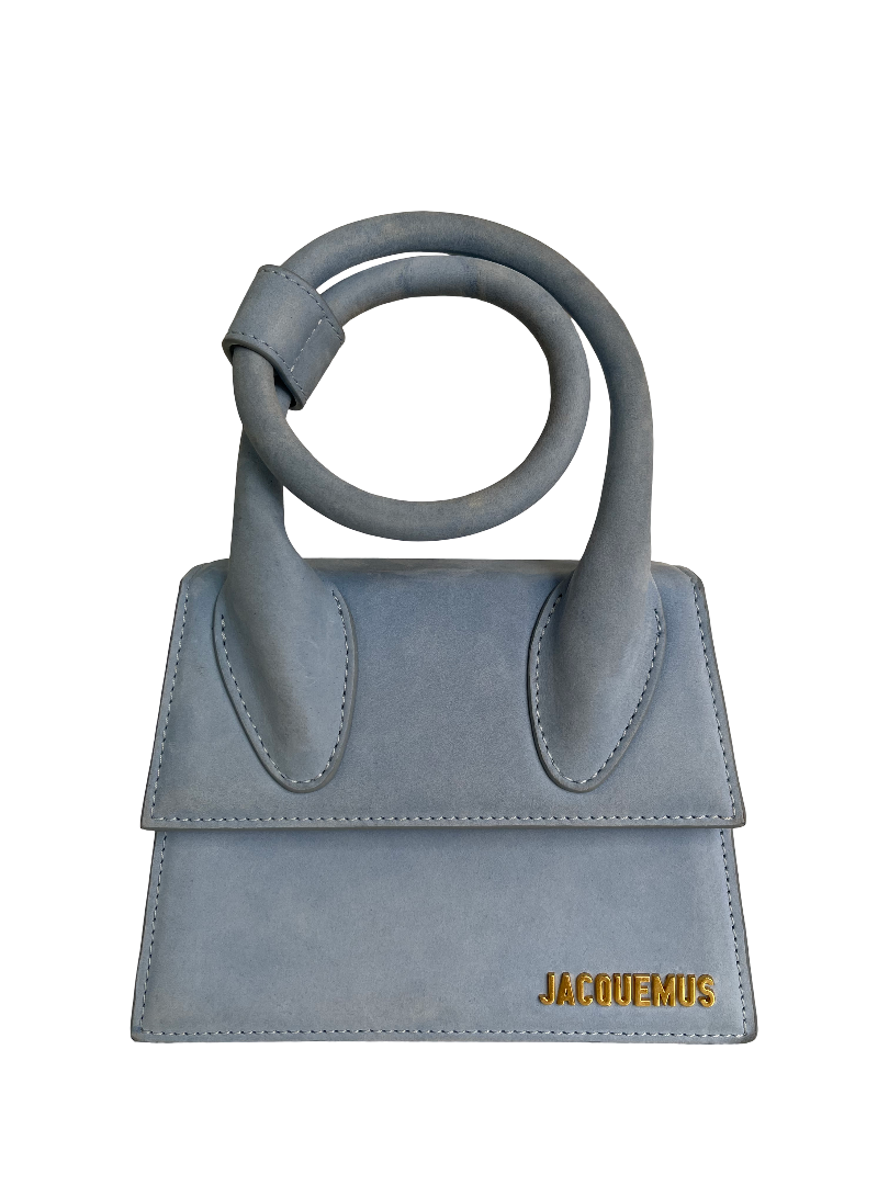 Jacquemus Le Chiquito Noeud Light Blue Suede Bag