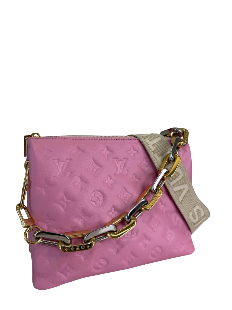 Louis Vuitton Coussin PM Pink Monogram Embossed Puffy Lambskin