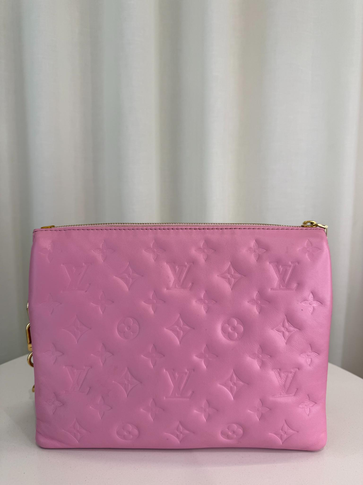 Louis Vuitton Coussin PM Pink Monogram Embossed Puffy Lambskin