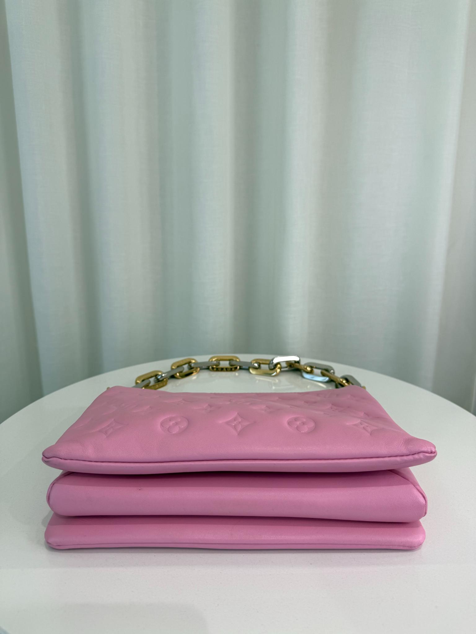 Louis Vuitton Coussin PM Pink Monogram Embossed Puffy Lambskin