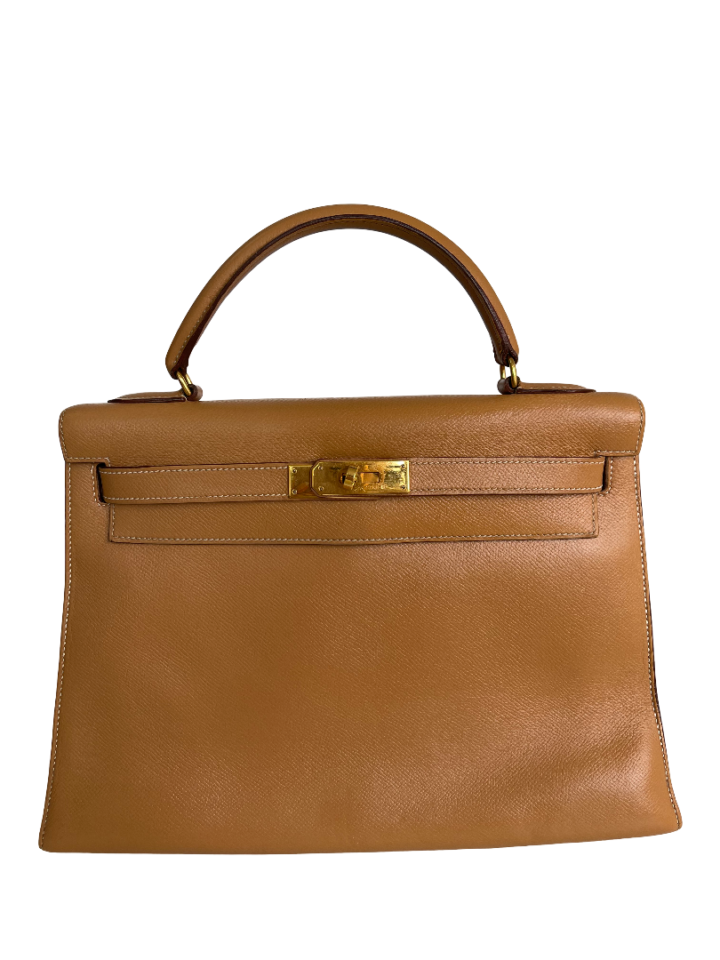 Hermès Vintage Kelly 32 Epsom Gold Leather GH