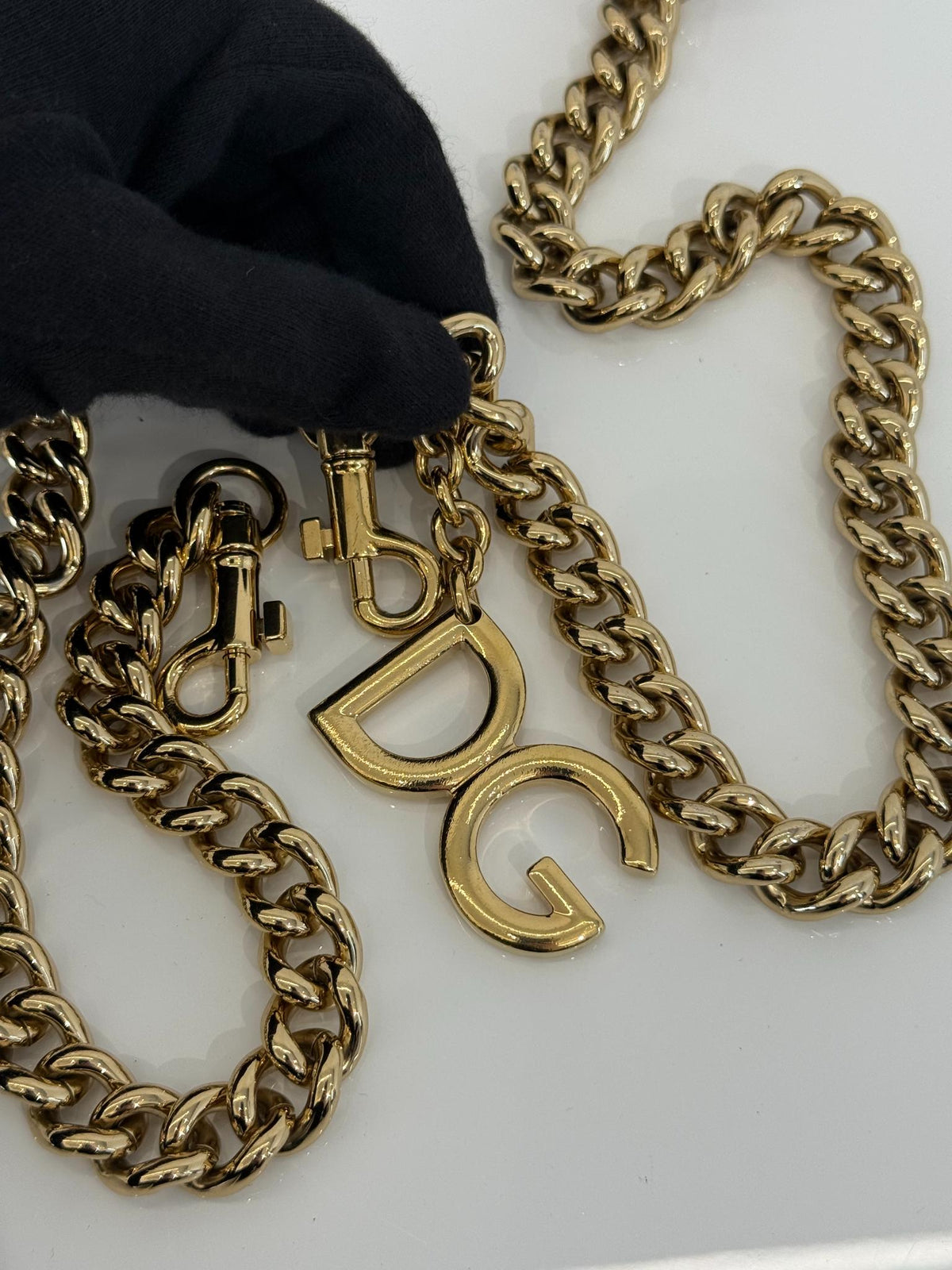 Dolce Gabbana Leopard Print DG Monogram Logo Buckle Chain Strap
