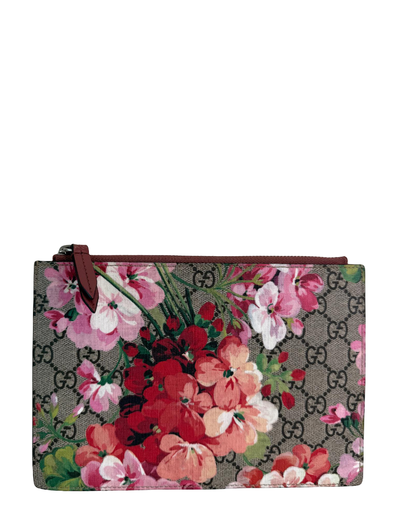 Gucci GG Supreme Monogram Blooms Case Clutch