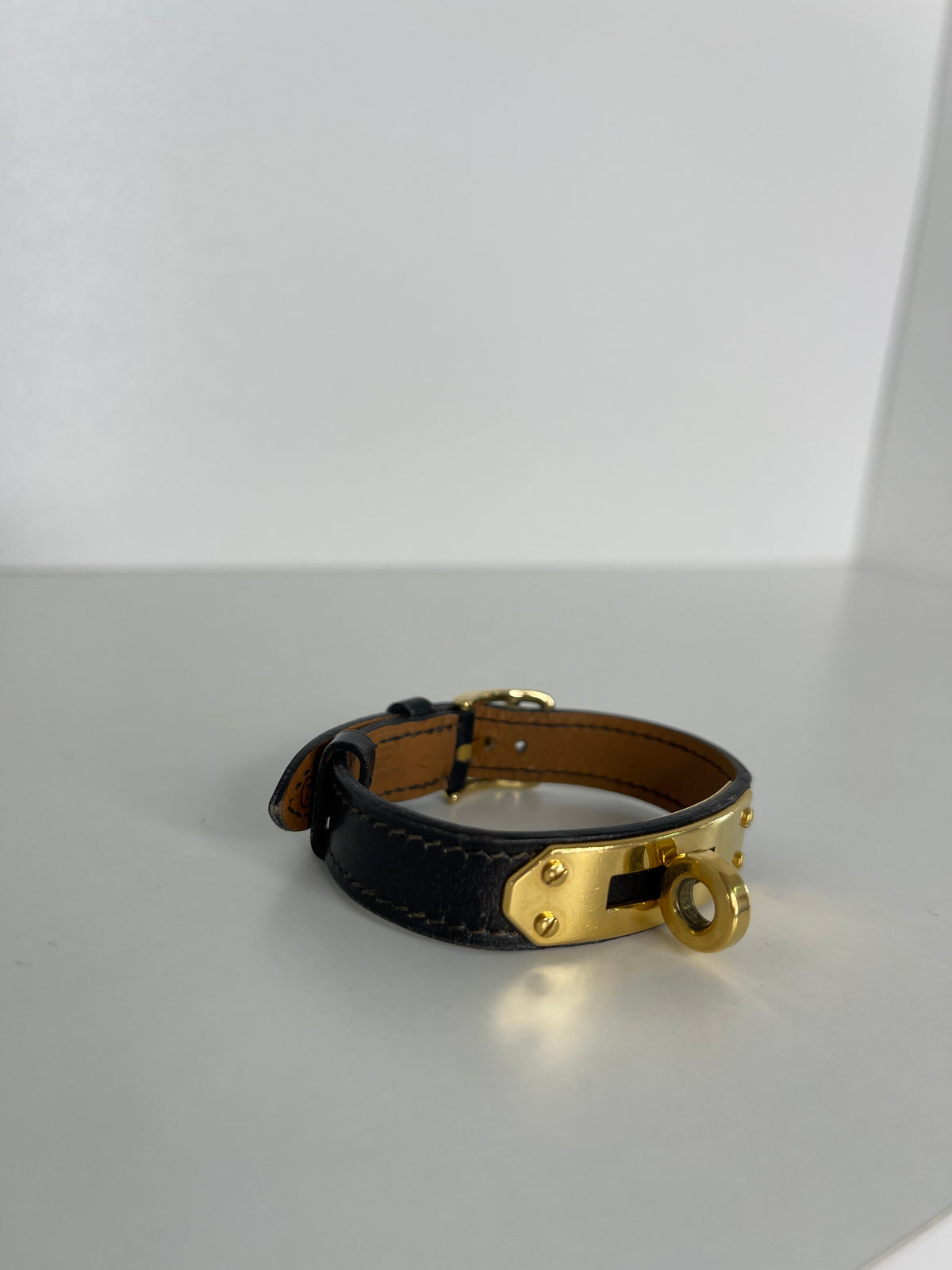 Hermès Vintage Black Box Leather GH Bracelet/Watch Strap