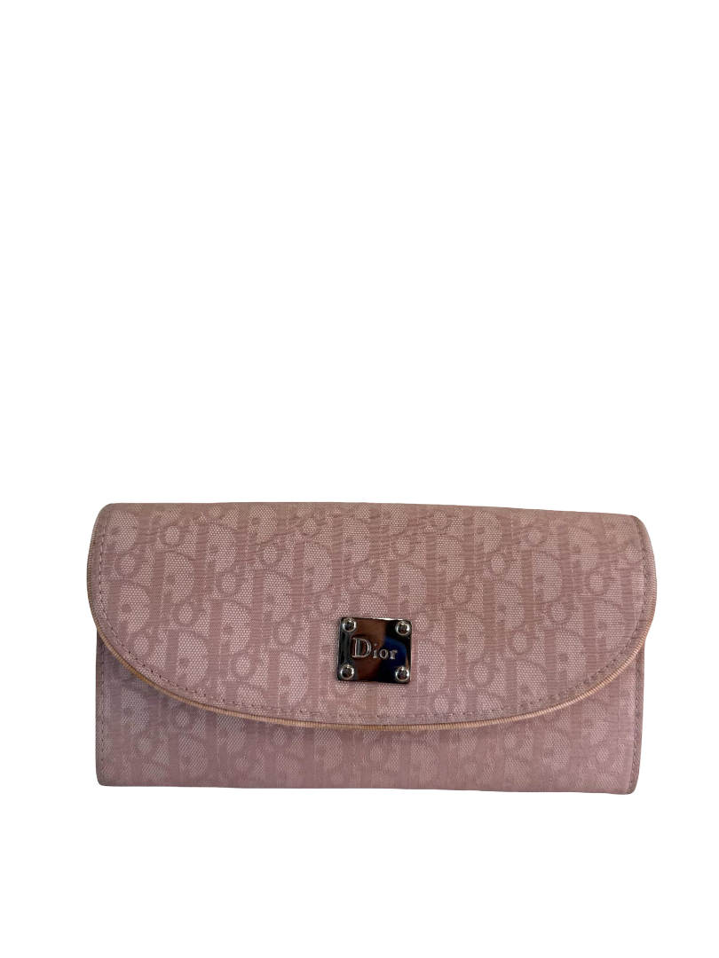 Christian Dior Vintage Pink Diorissimo Pattern Long Wallet
