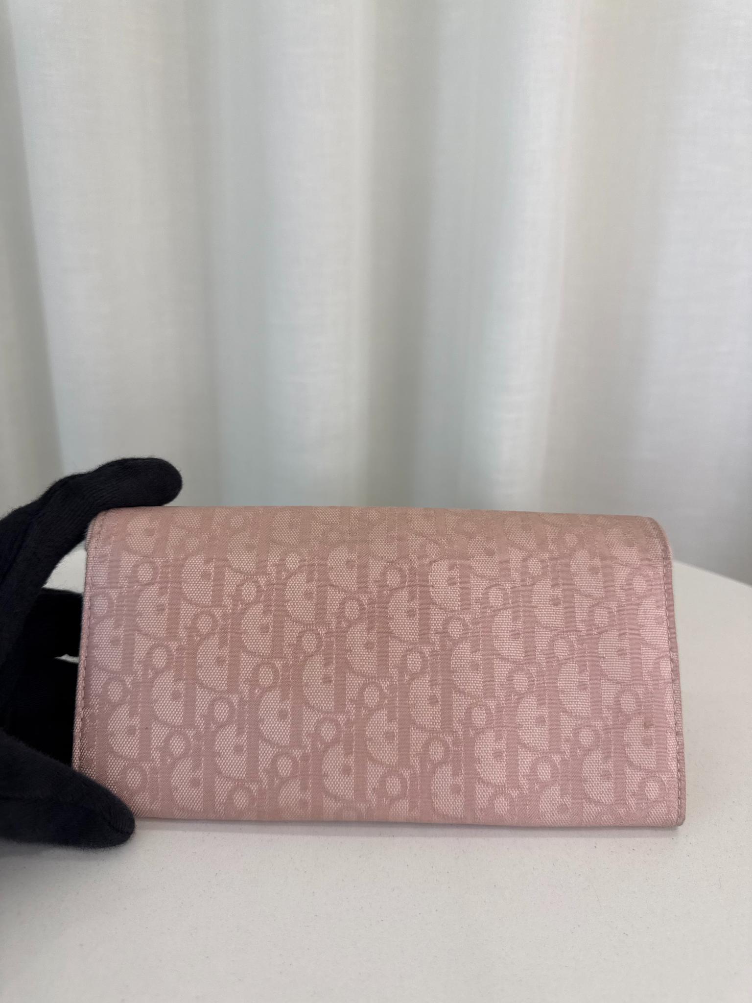 Christian Dior Vintage Pink Diorissimo Pattern Long Wallet