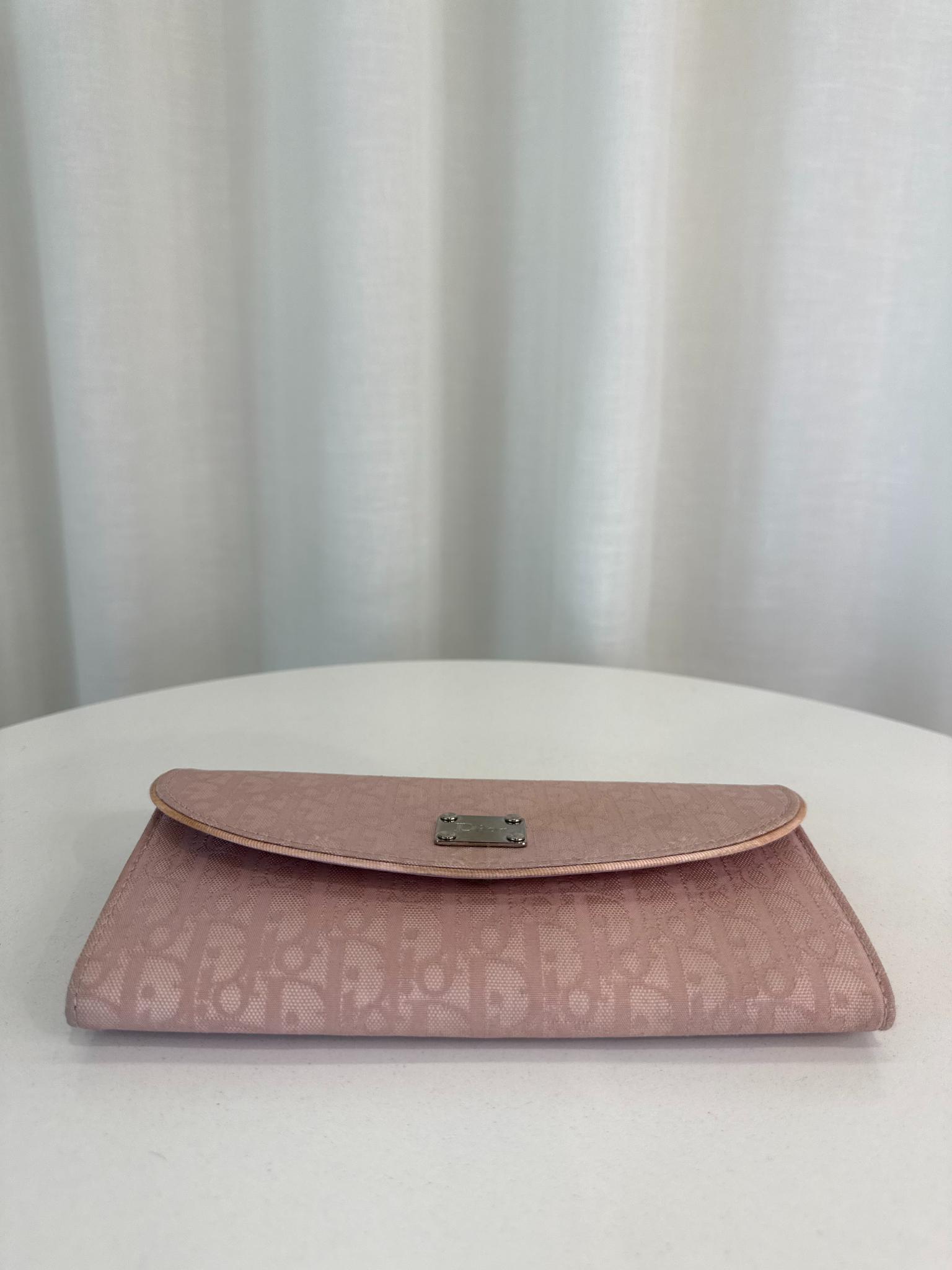 Christian Dior Vintage Pink Diorissimo Pattern Long Wallet