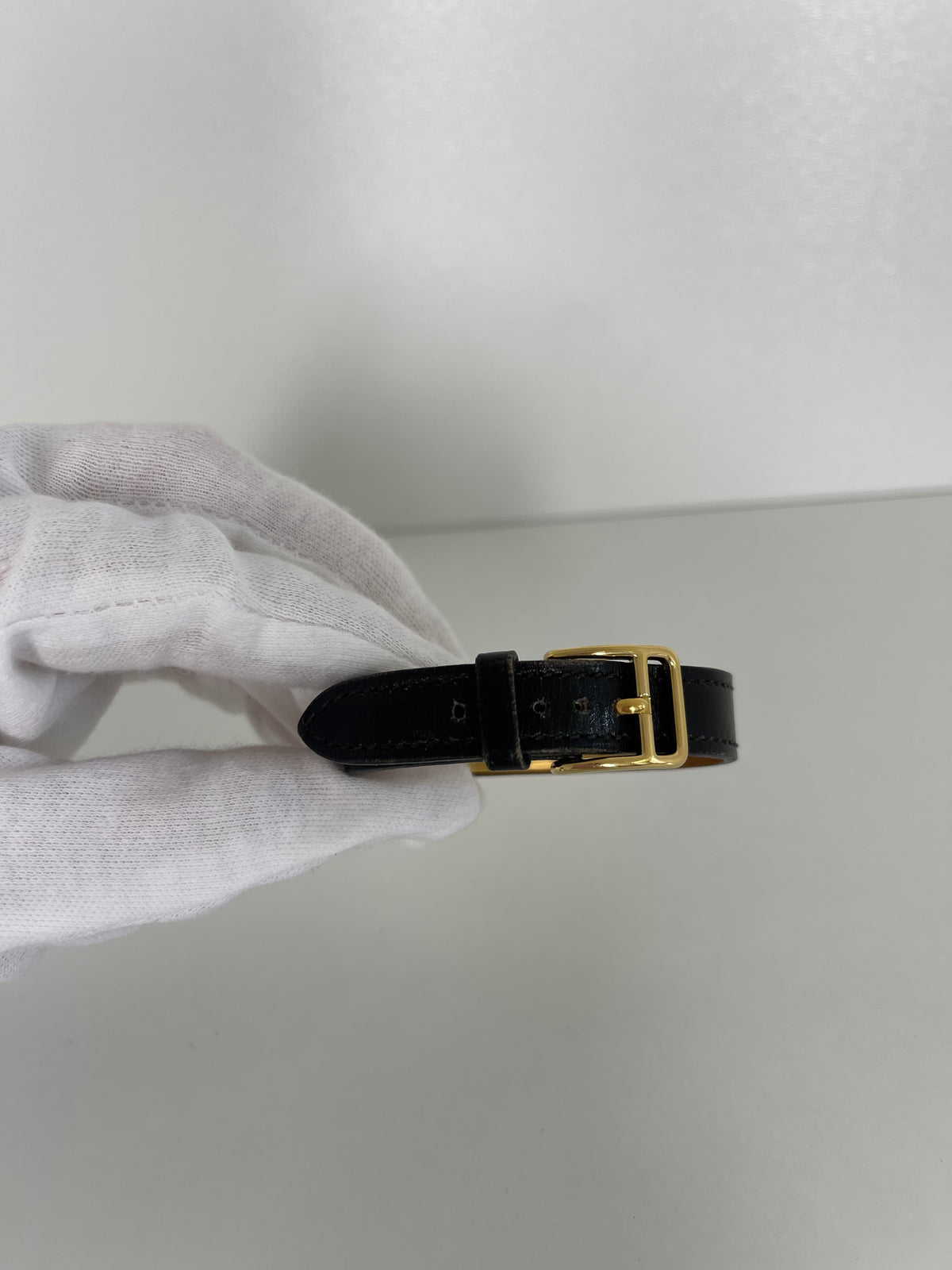 Hermès Vintage Black Box Leather GH Bracelet/Watch Strap