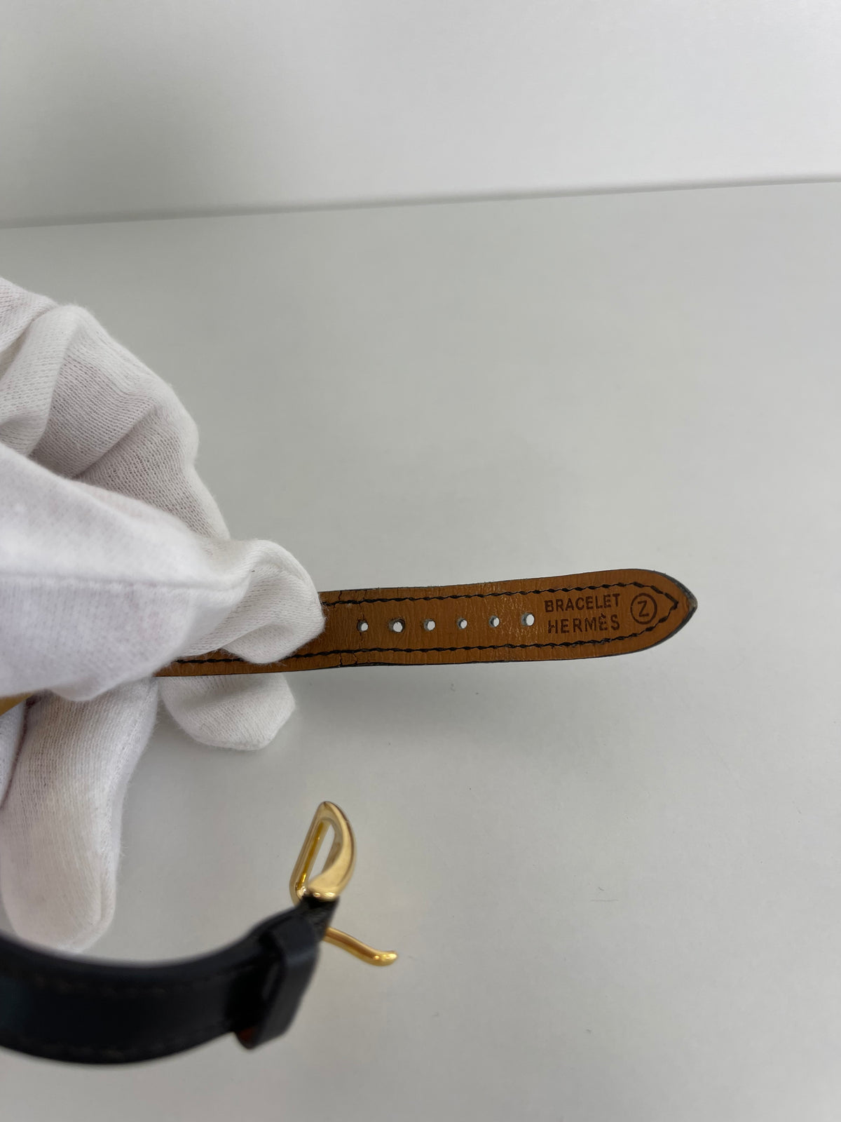 Hermès Vintage Black Box Leather GH Bracelet/Watch Strap