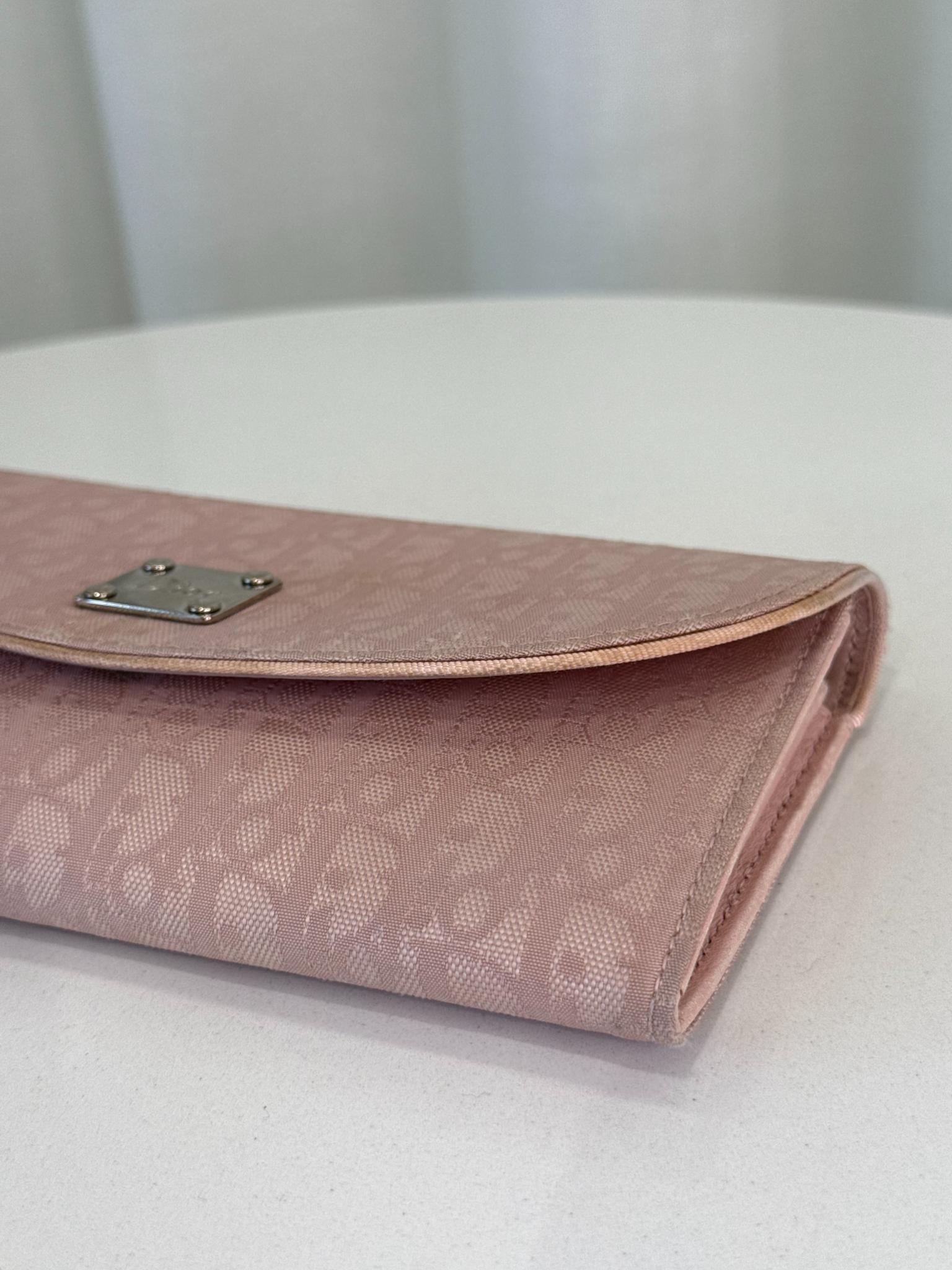 Christian Dior Vintage Pink Diorissimo Pattern Long Wallet