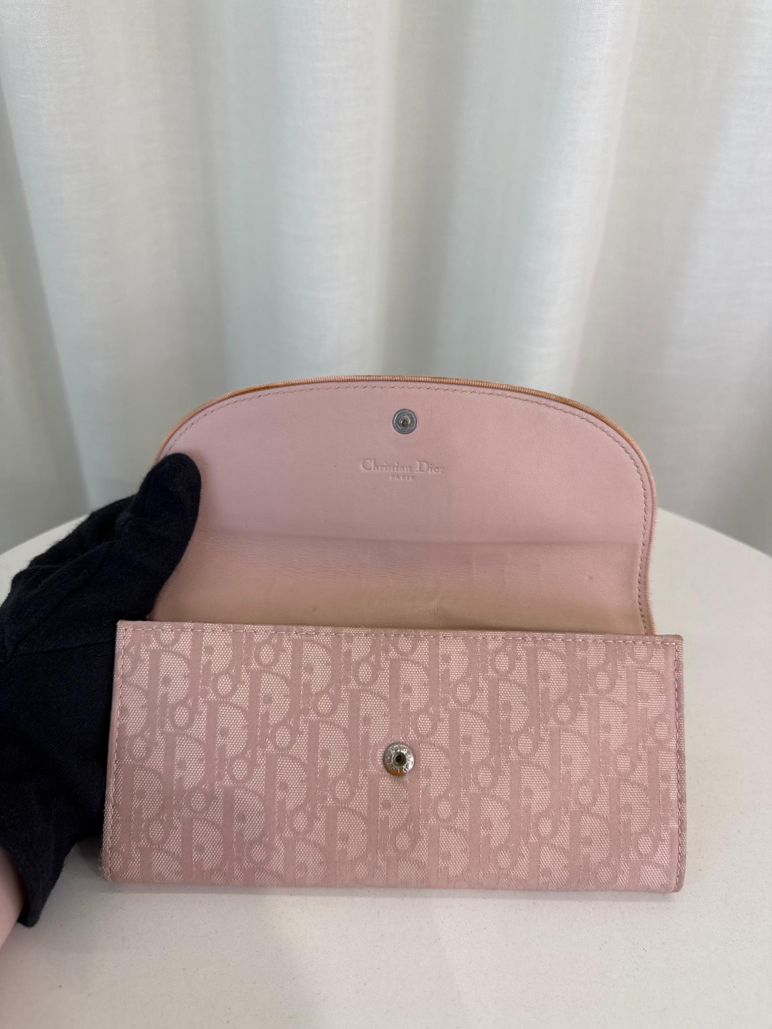 Christian Dior Vintage Pink Diorissimo Pattern Long Wallet