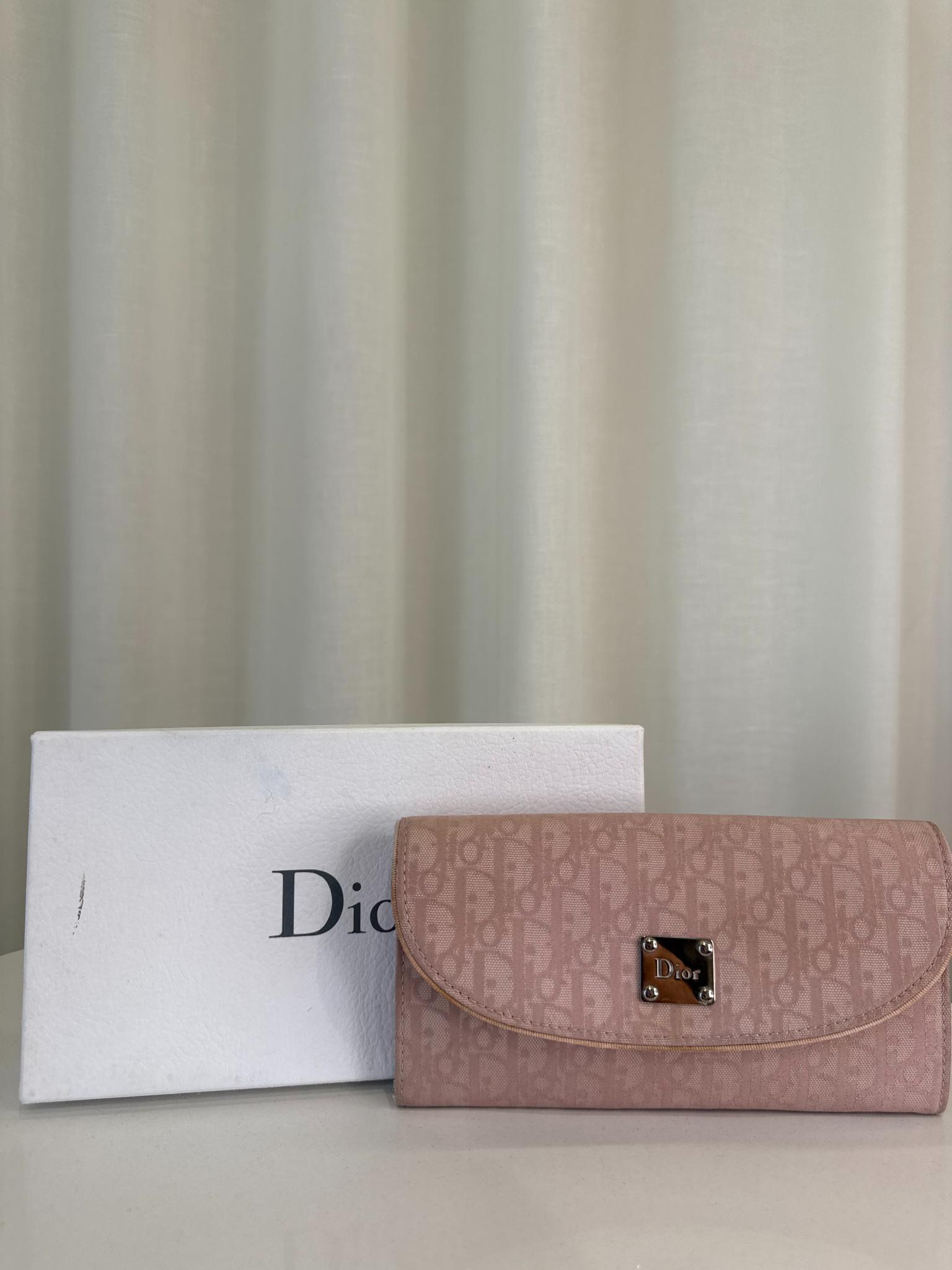 Christian Dior Vintage Pink Diorissimo Pattern Long Wallet