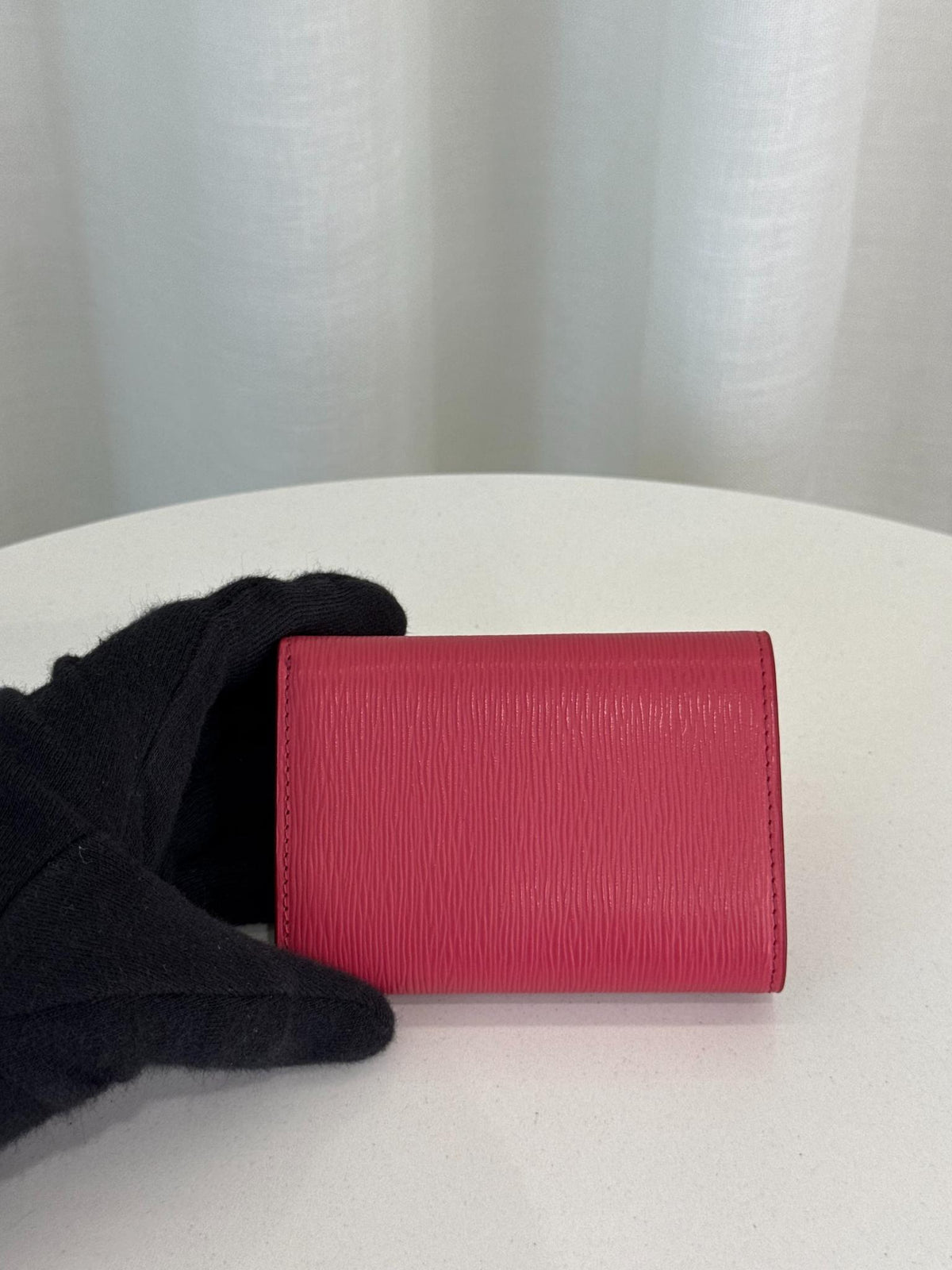 Prada Pink Vitello Move Leather Envelope Trifold Compact Wallet