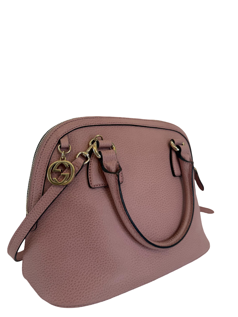 Gucci Dollar Calfskin Small GG Charm Dome Bag Baby Pink