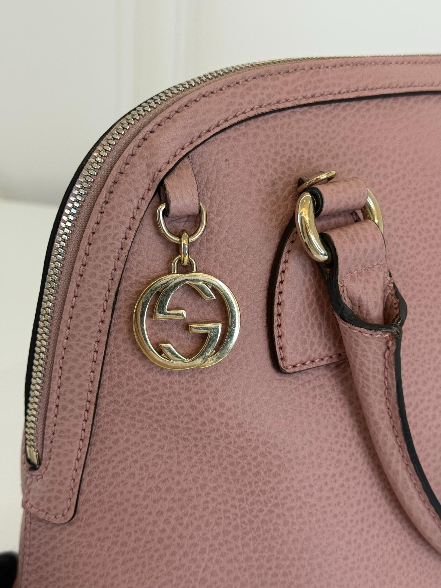 Gucci Dollar Calfskin Small GG Charm Dome Bag Baby Pink