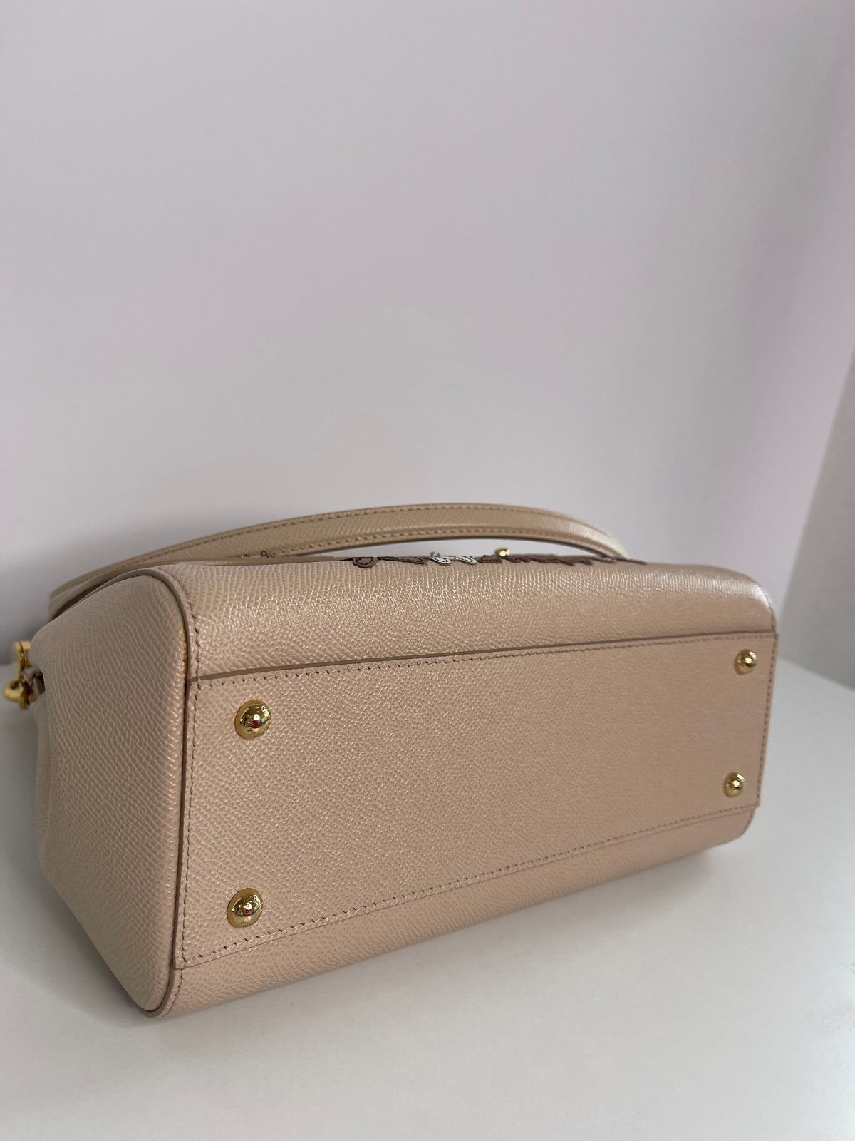Dolce Gabbana Medium Miss Sicily Family Patch Beige Dauphine Leather