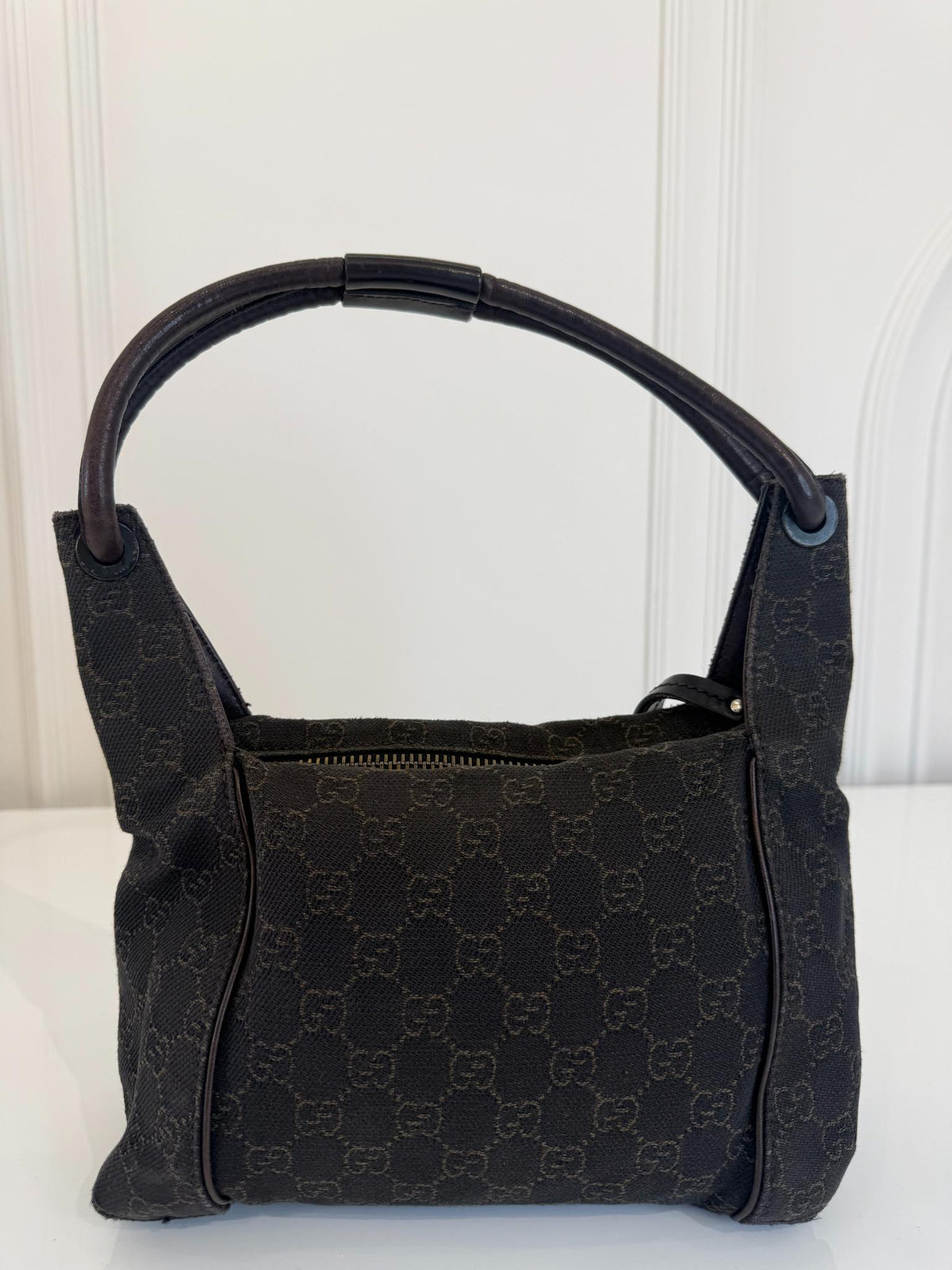 Gucci Black GG Denim Hobo Bag