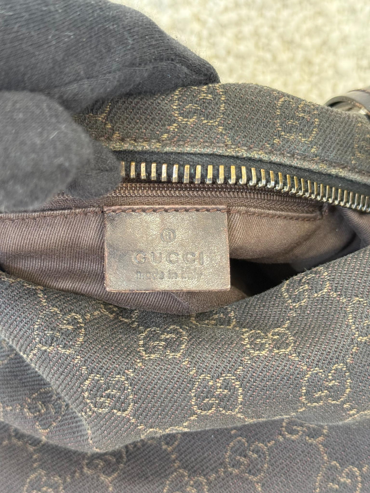 Gucci Black GG Denim Hobo Bag