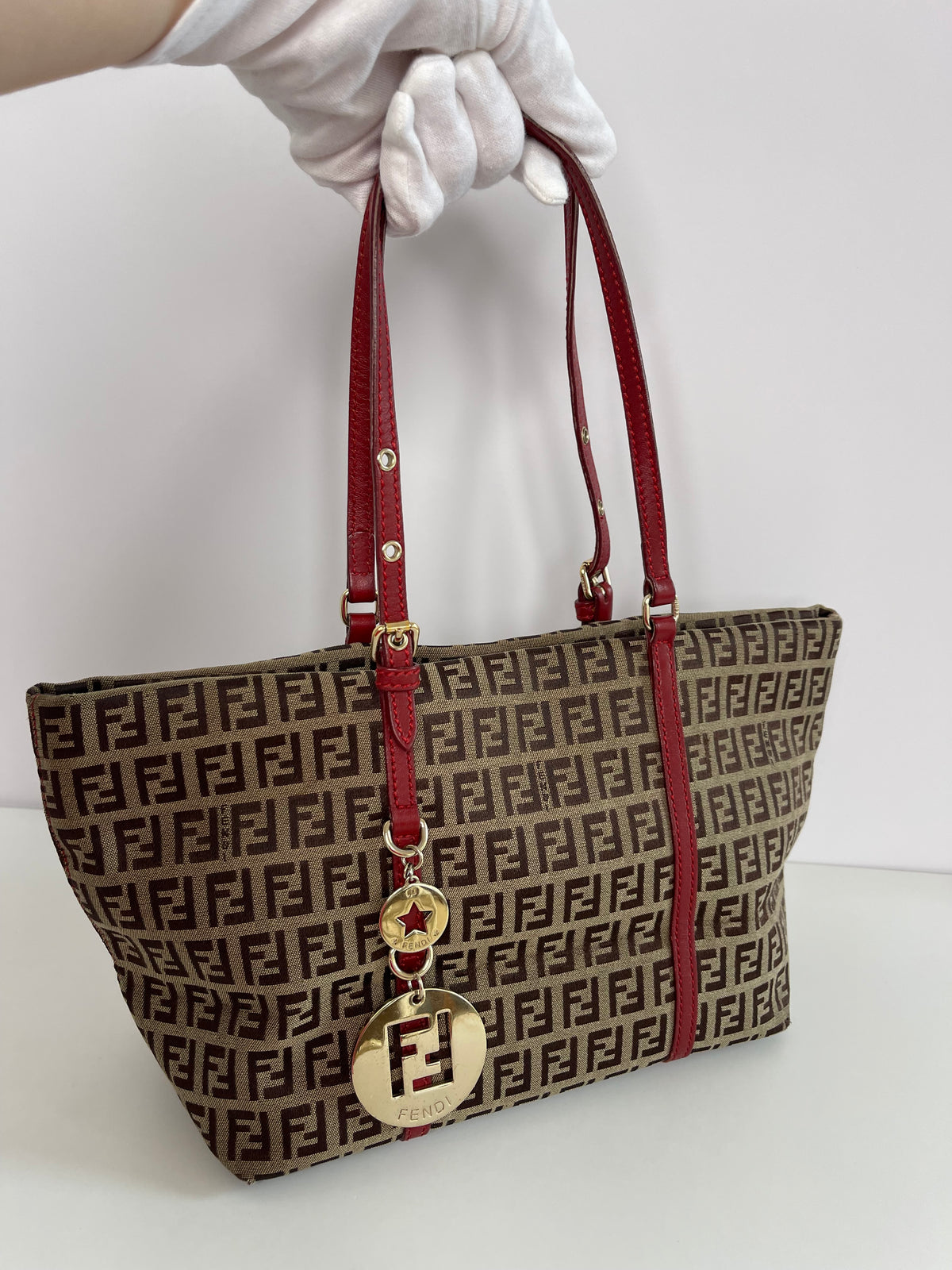 Fendi Tobacco Zucchino Canvas Superstar Medium Shopping Tote