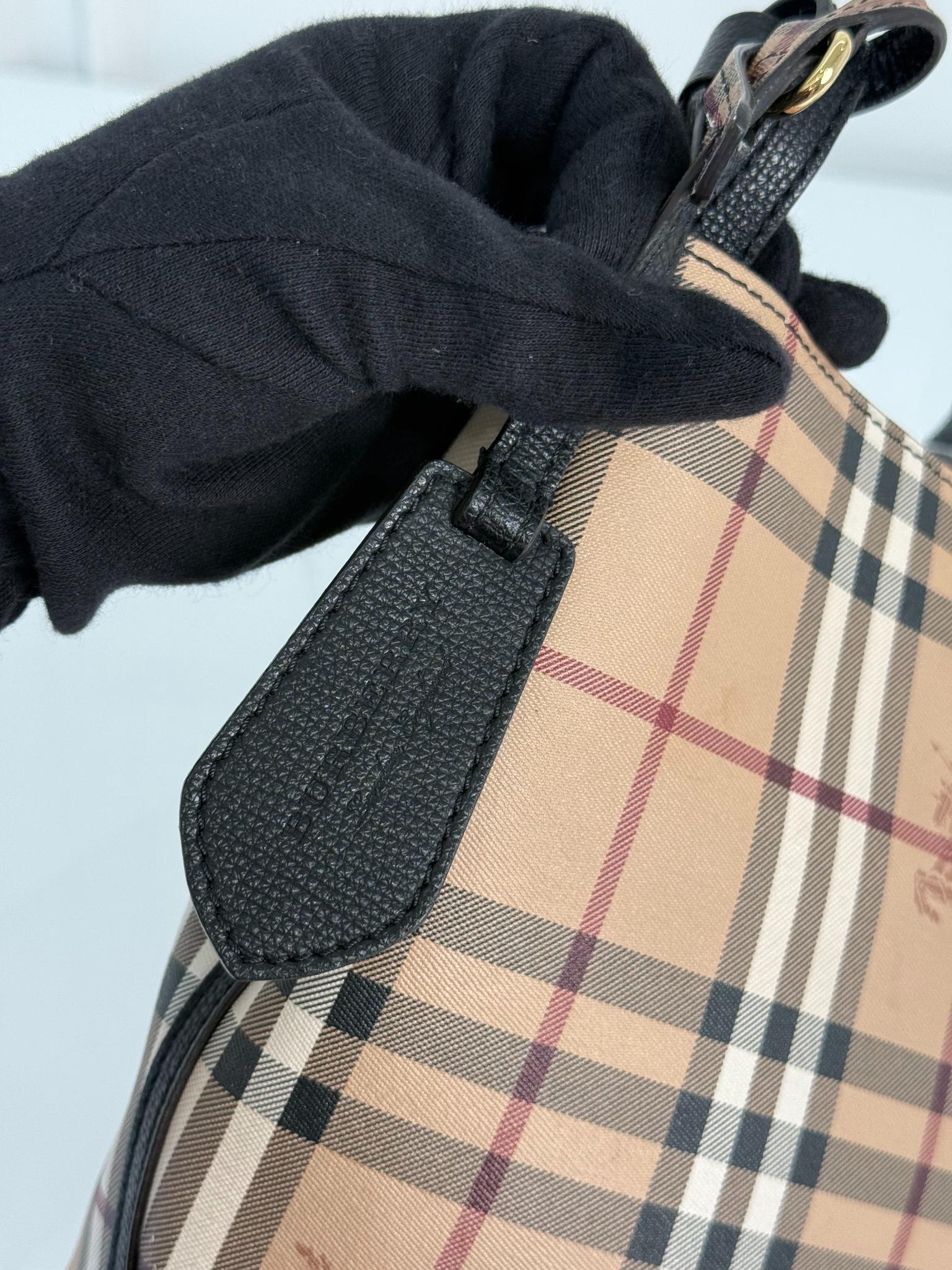 Burberry Beige Haymarket Check Coated Canvas Lorne Bucket Bag