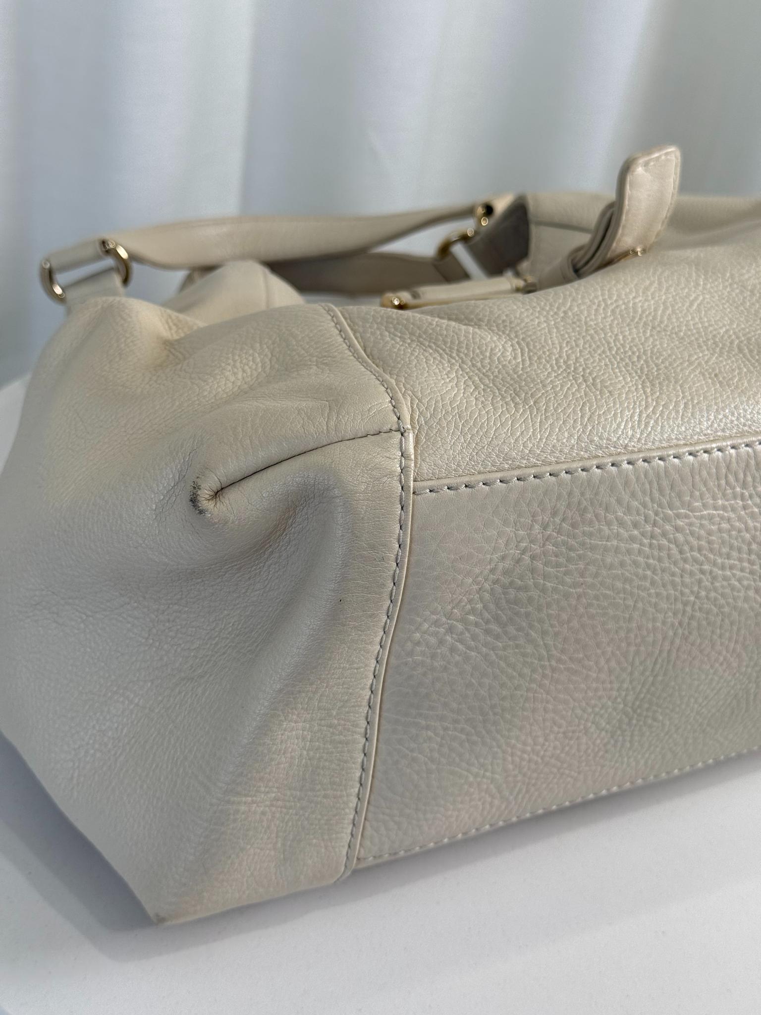 Gucci Greenwich Ivory Pebbled Leather Shoulder Bag