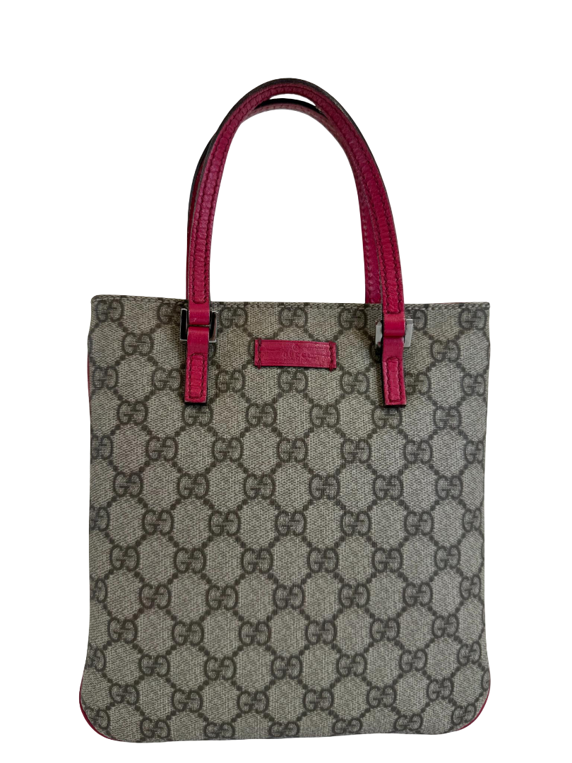 Gucci Beige/Pink GG Supreme Mini Vertical Tote