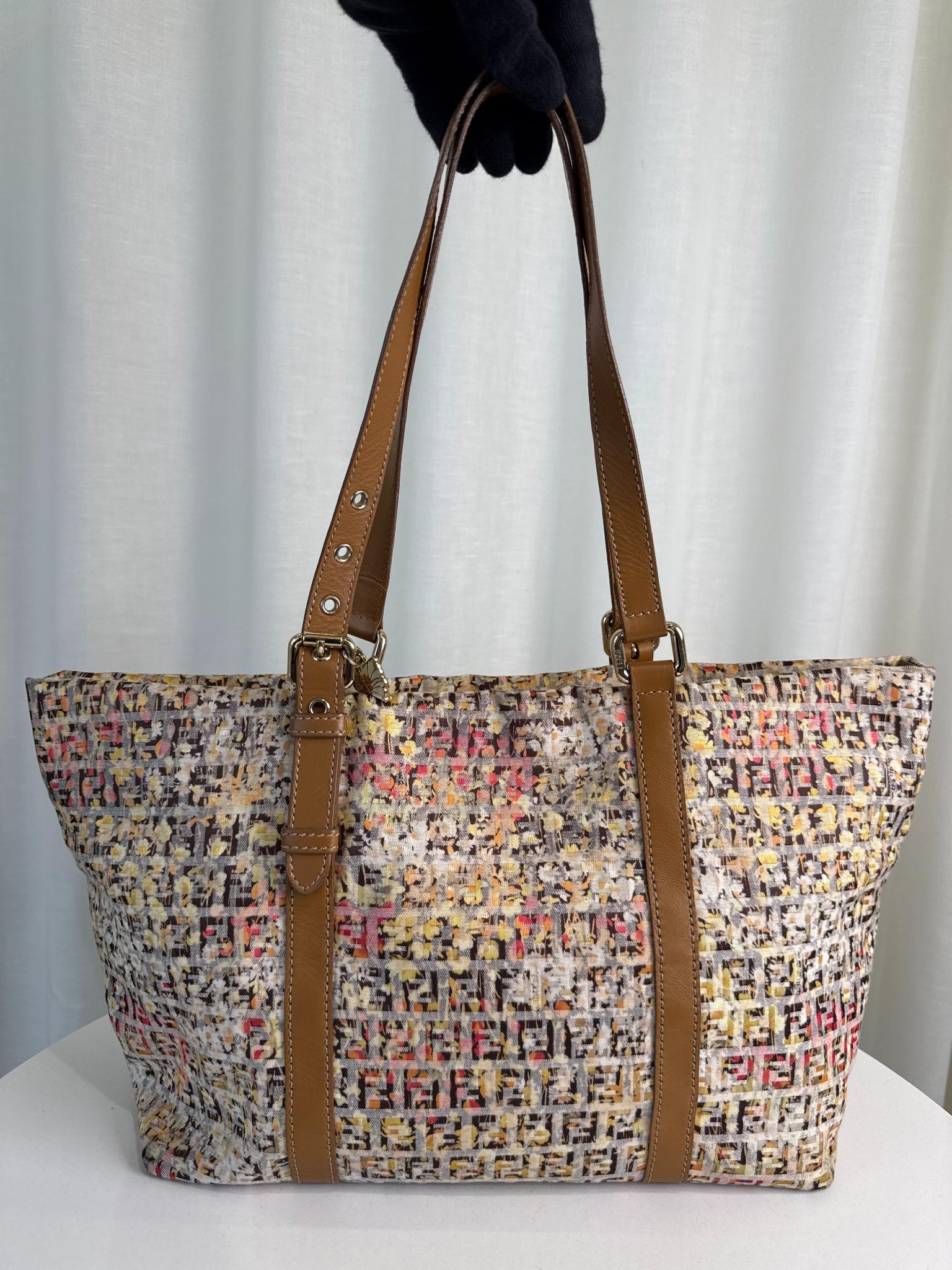 Fendi Zucchino Floral Print Canvas Superstar Mini Shopping Tote Bag