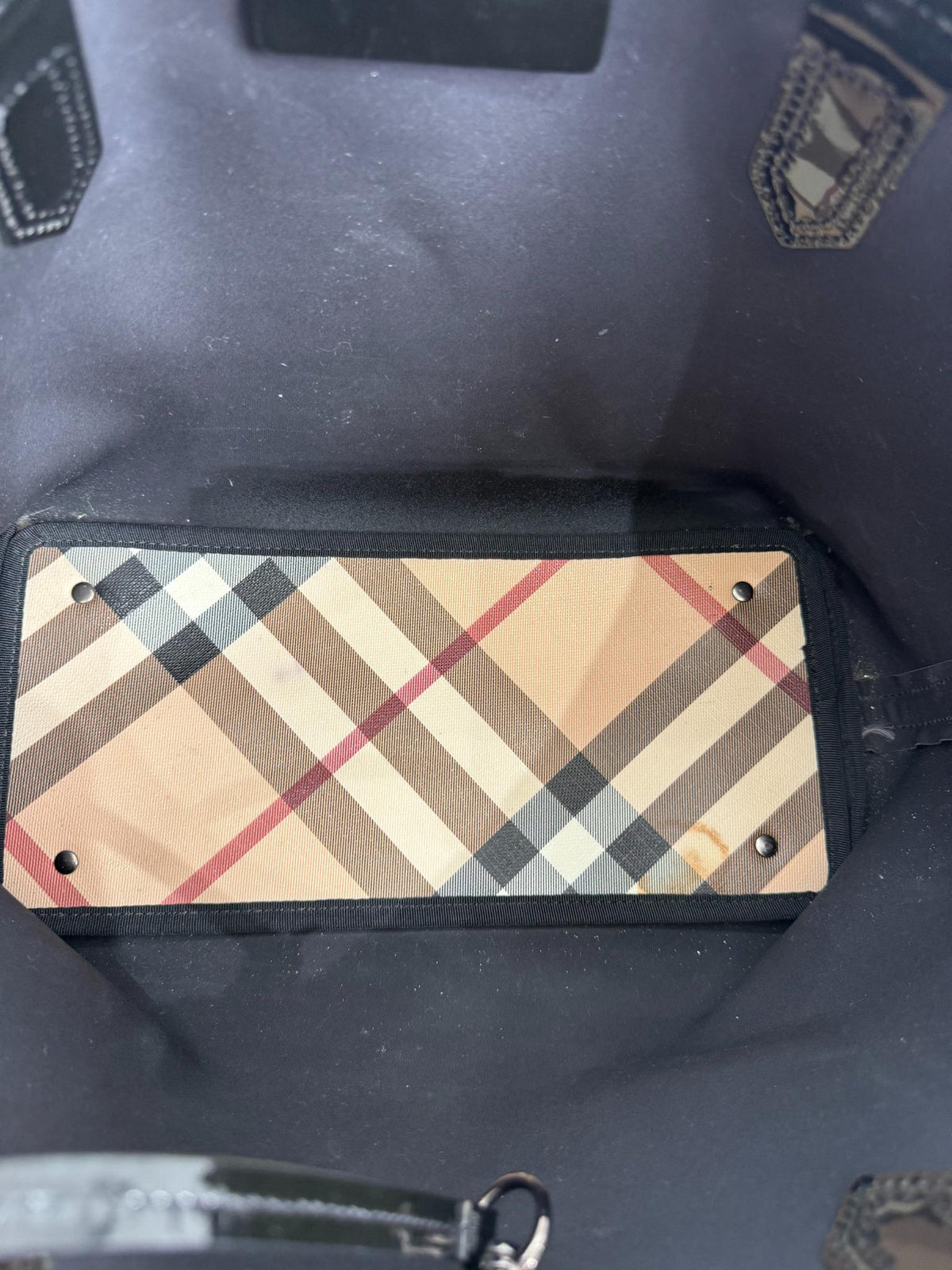 Burberry Beige/Black Patent Leather Burberry Nickie Tote With Pouch