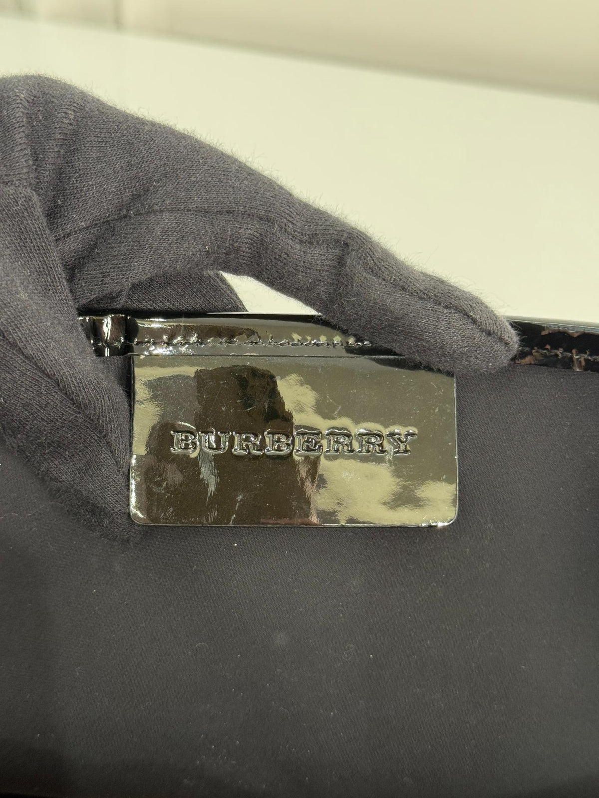 Burberry Beige/Black Patent Leather Burberry Nickie Tote With Pouch