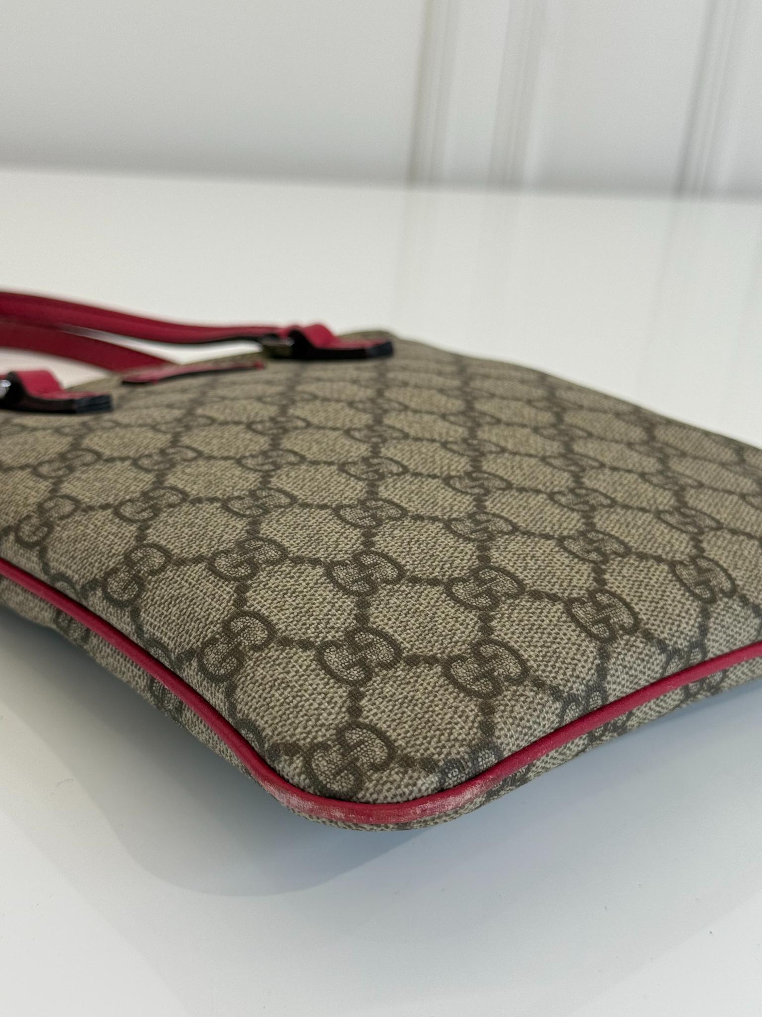 Gucci Beige/Pink GG Supreme Mini Vertical Tote