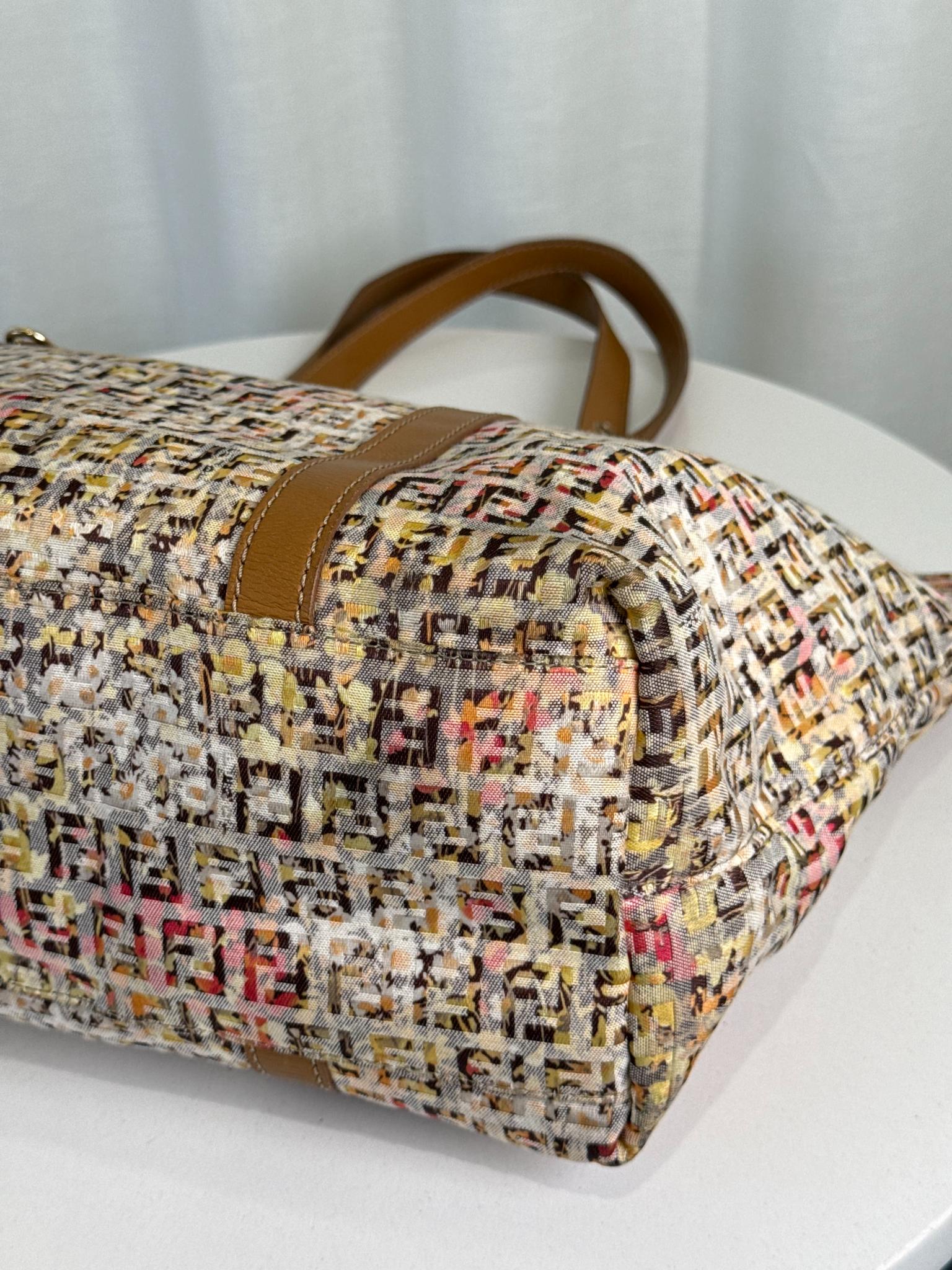 Fendi Zucchino Floral Print Canvas Superstar Mini Shopping Tote Bag