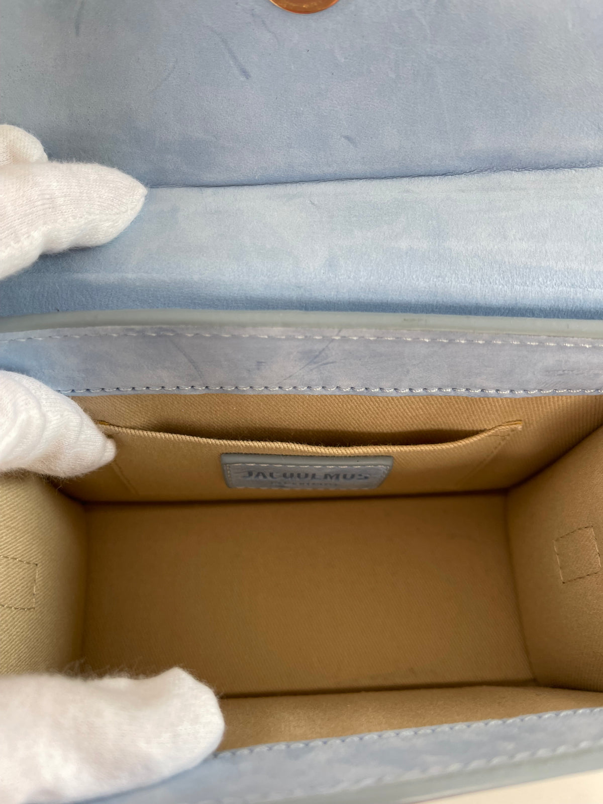 Jacquemus Le Chiquito Noeud Light Blue Suede Bag