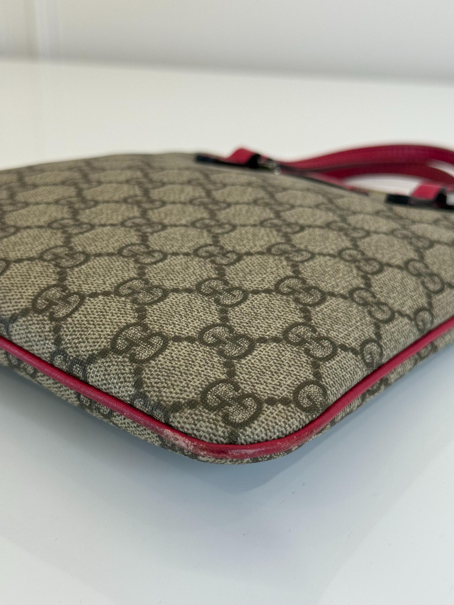 Gucci Beige/Pink GG Supreme Mini Vertical Tote