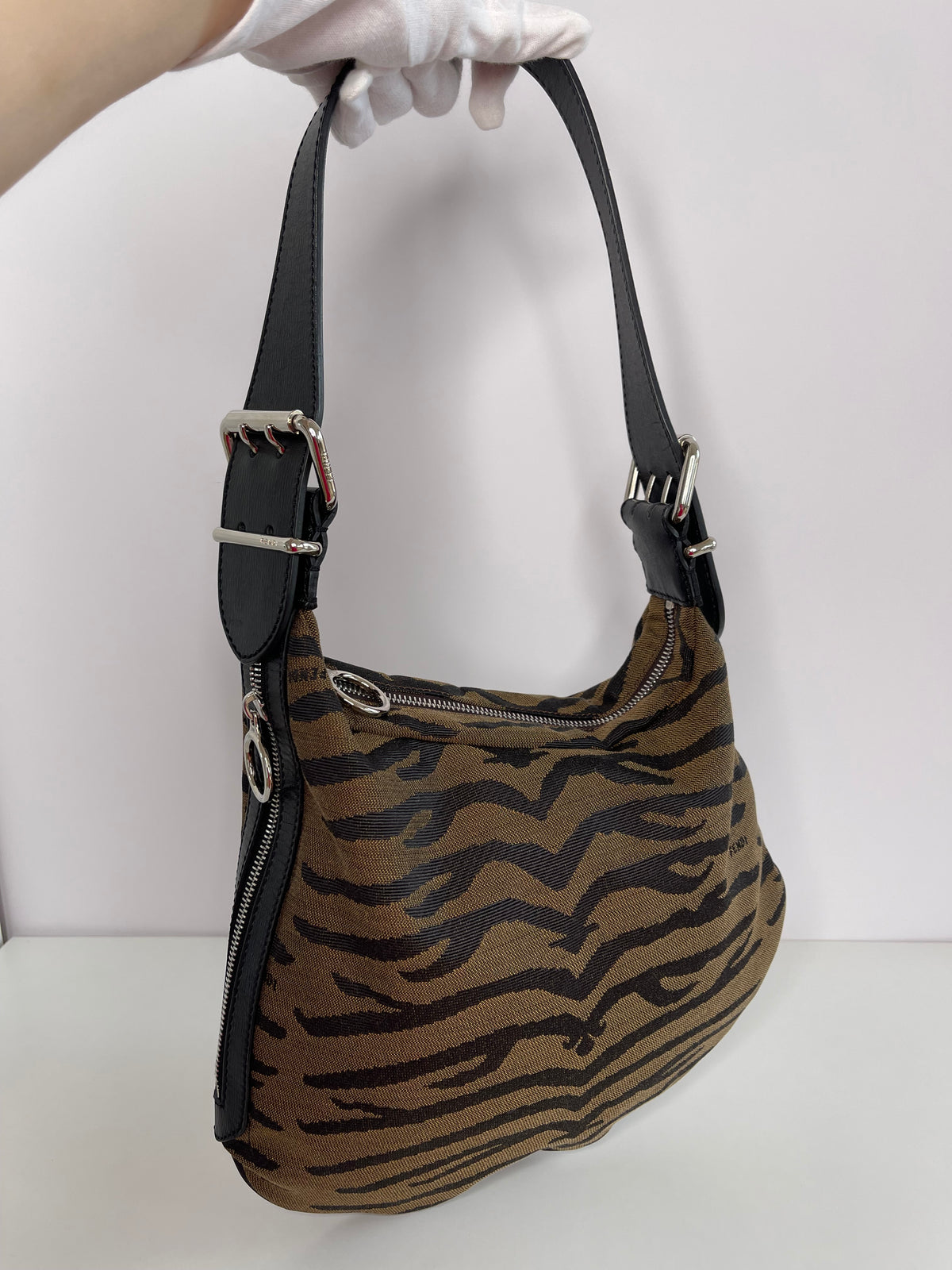 Fendi Zebra Oyster Shoulder Bag