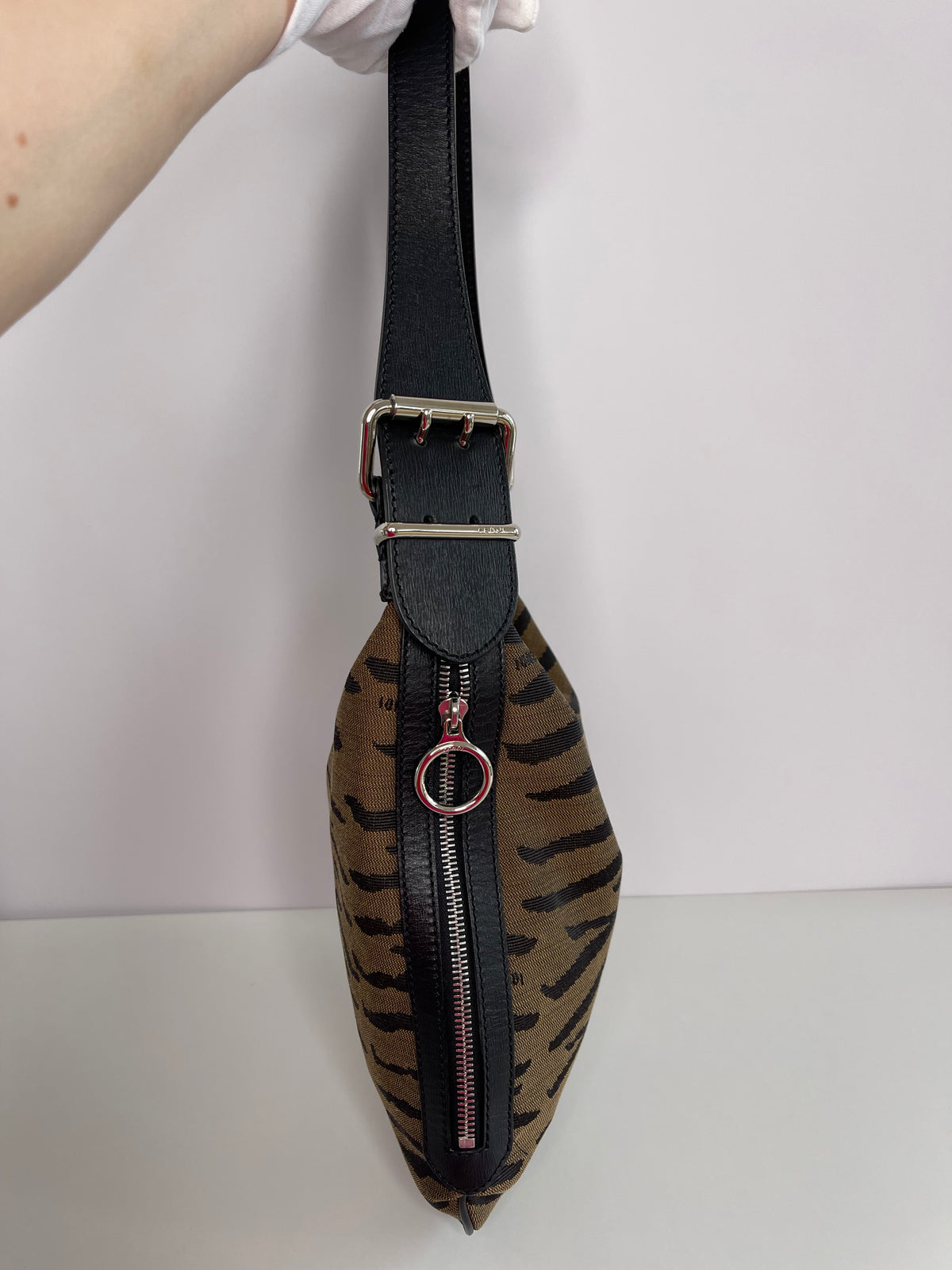 Fendi Zebra Oyster Shoulder Bag