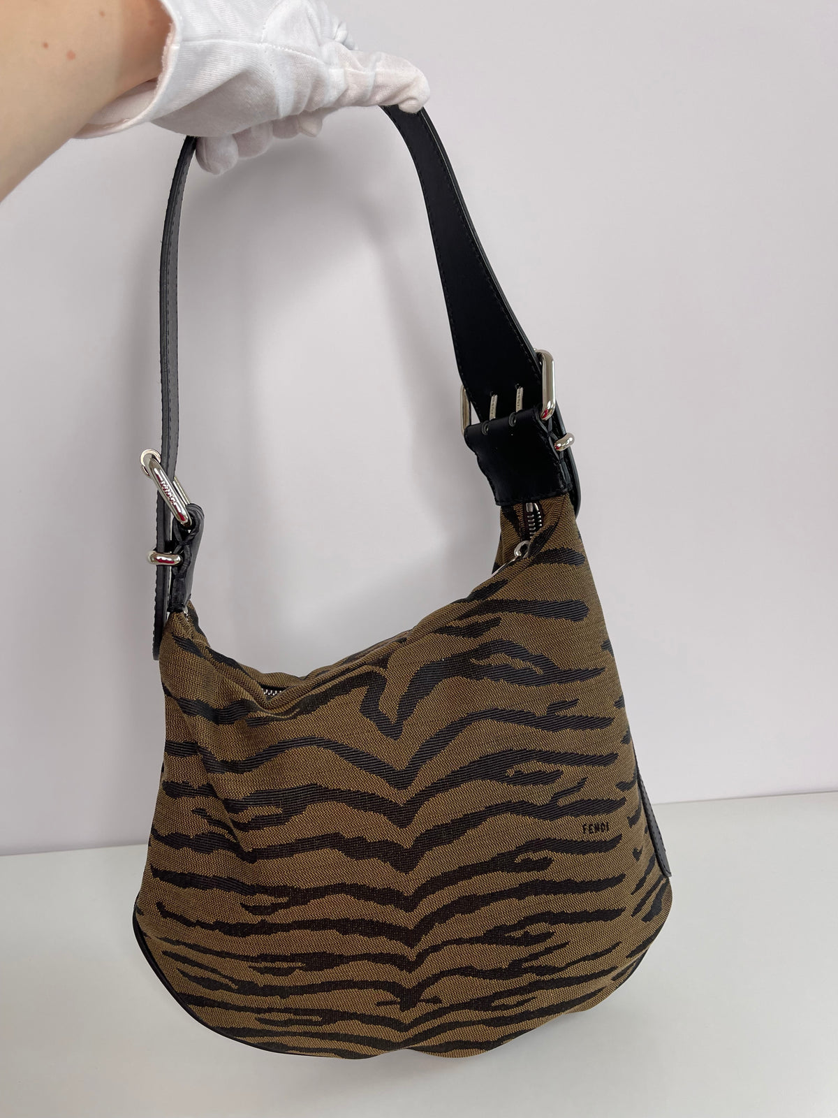 Fendi Zebra Oyster Shoulder Bag