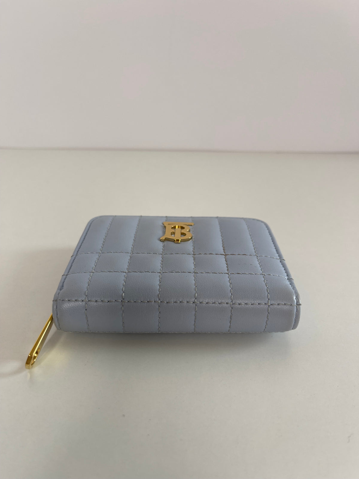 Burberry Lola Zip Light Blue Quilted Wallet