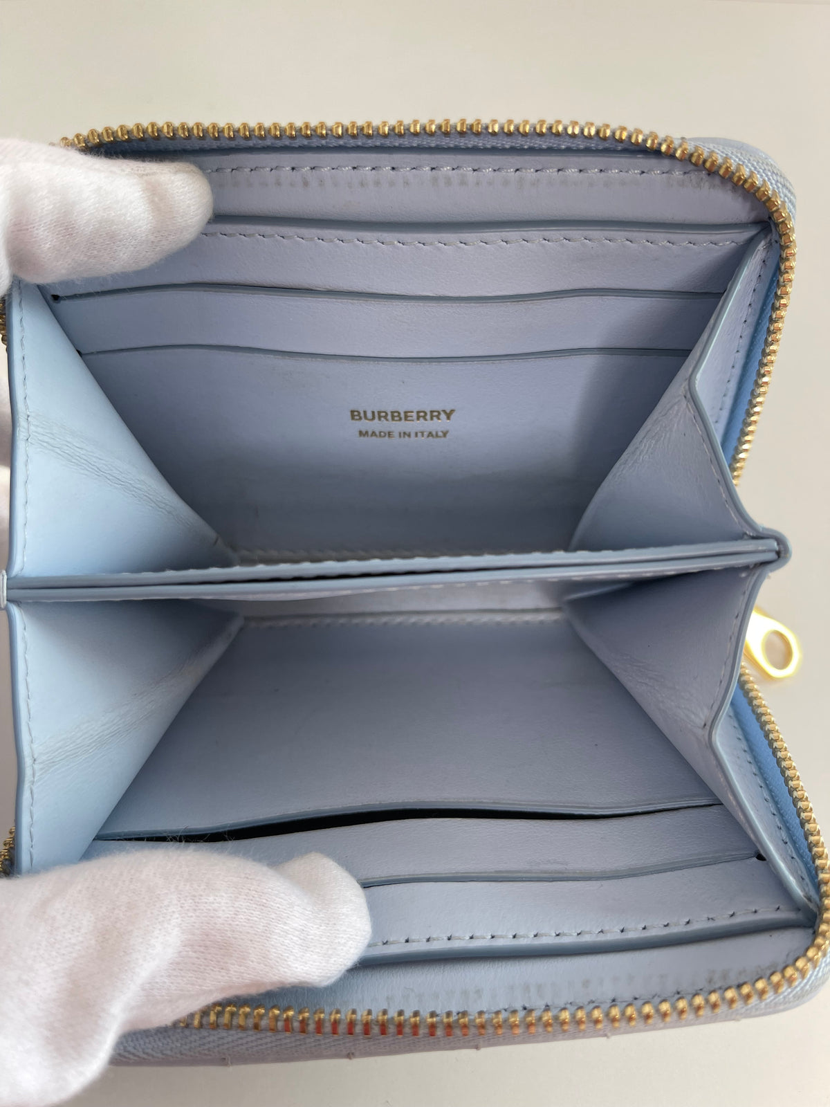 Burberry Lola Zip Light Blue Quilted Wallet