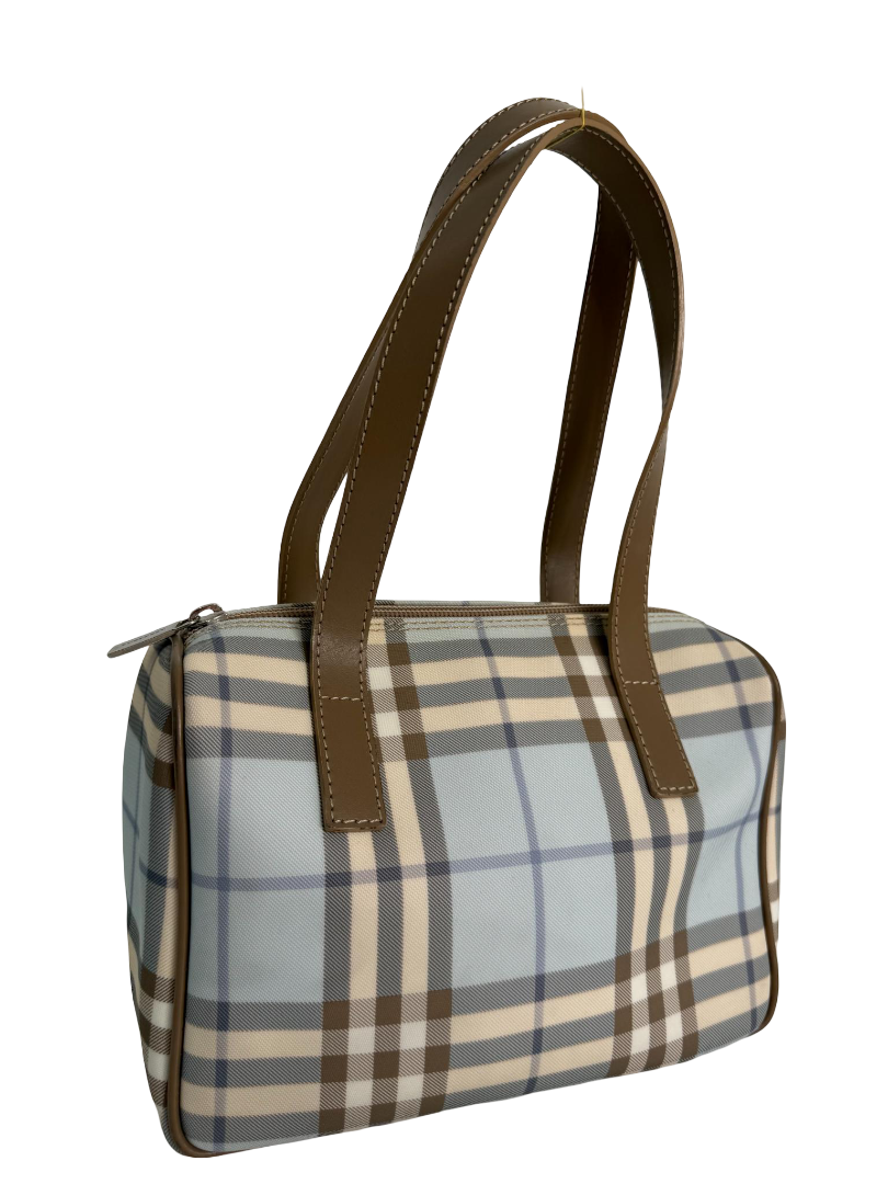 Burberry Blue/Brown Nova Check PVC Boston Bag