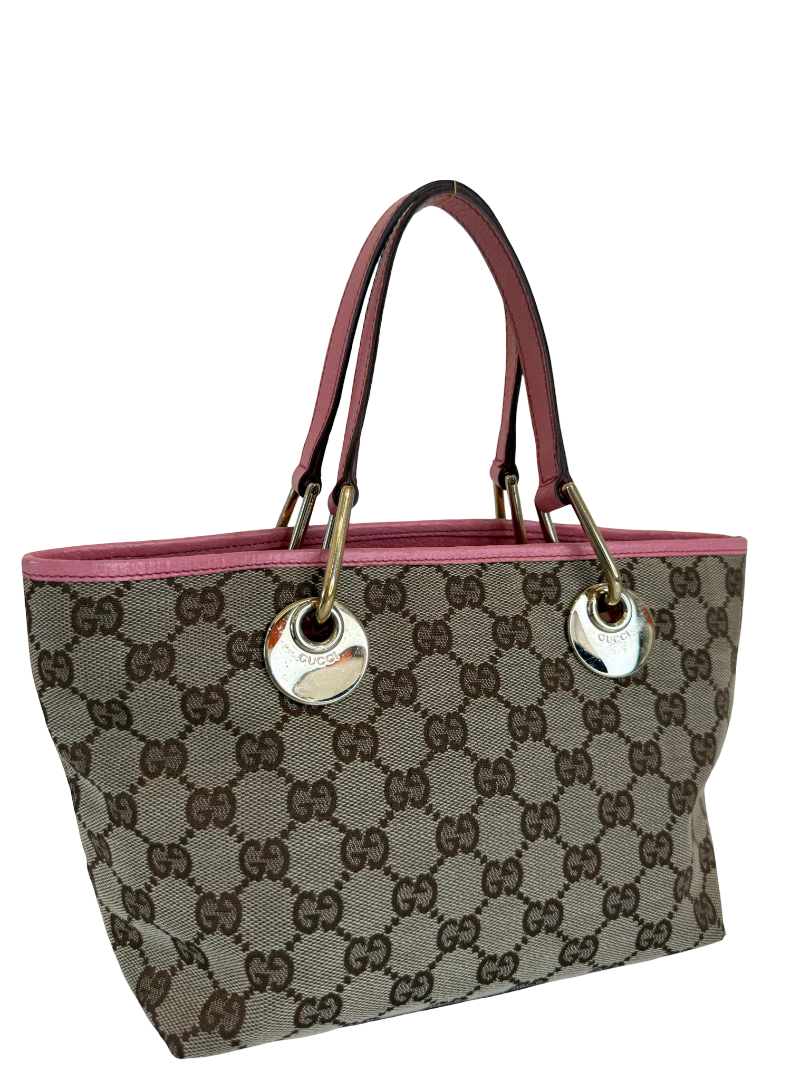 Gucci Beige/Pink GG Canvas Mini Eclipse Tote