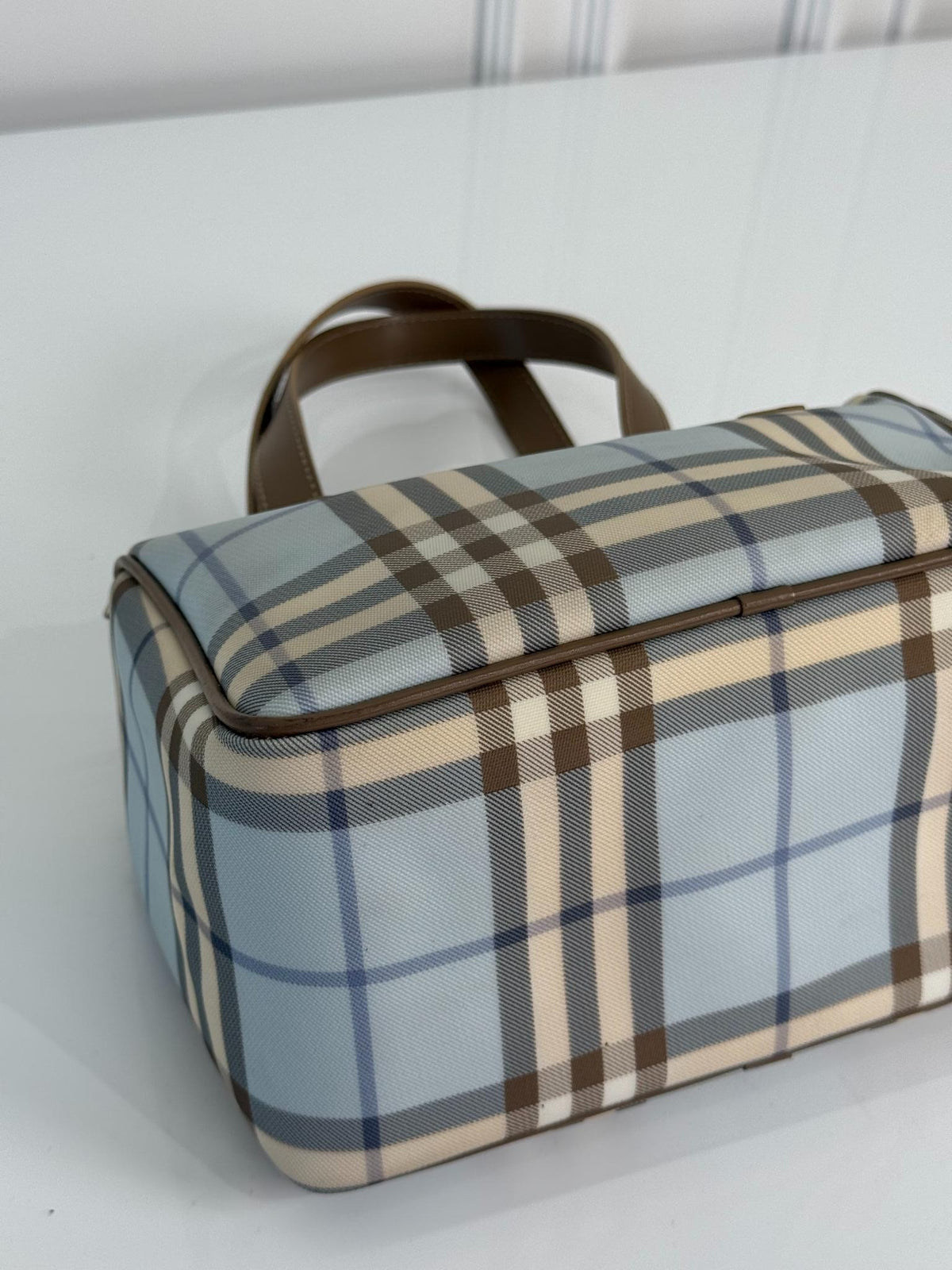 Burberry Blue/Brown Nova Check PVC Boston Bag