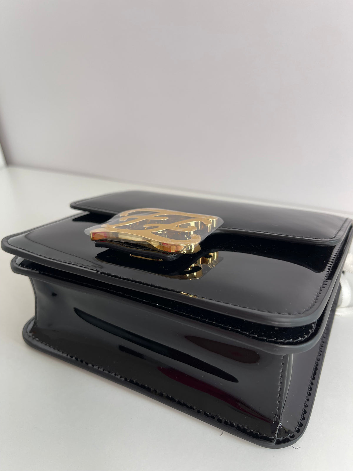 Fendi Karligraphy Black Patent Leather Crossbody Bag