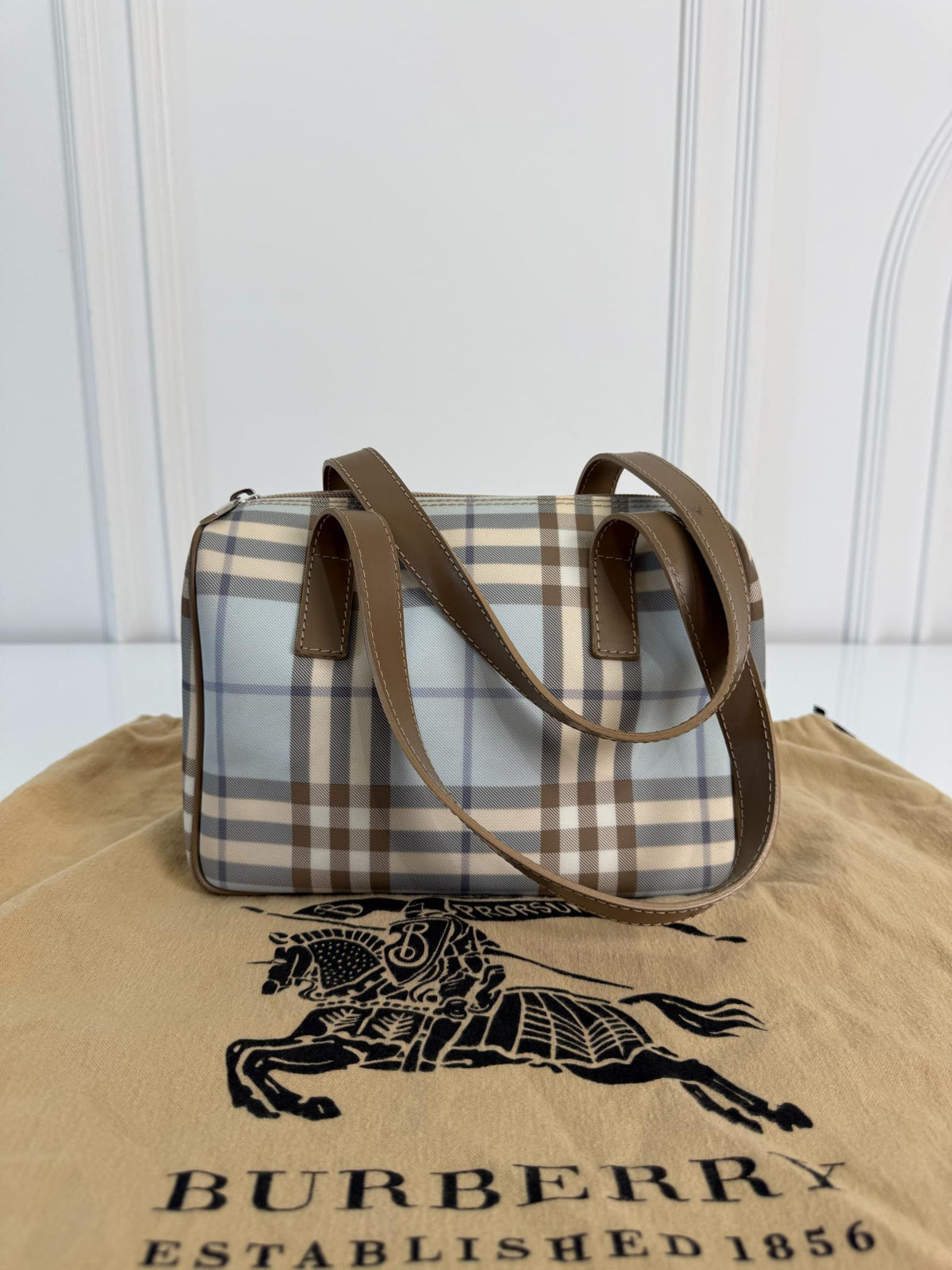 Burberry Blue/Brown Nova Check PVC Boston Bag