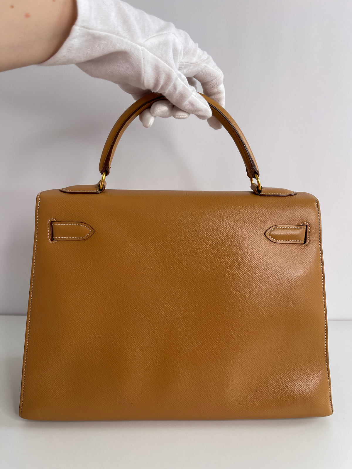 Hermès Vintage Kelly 32 Epsom Gold Leather GH